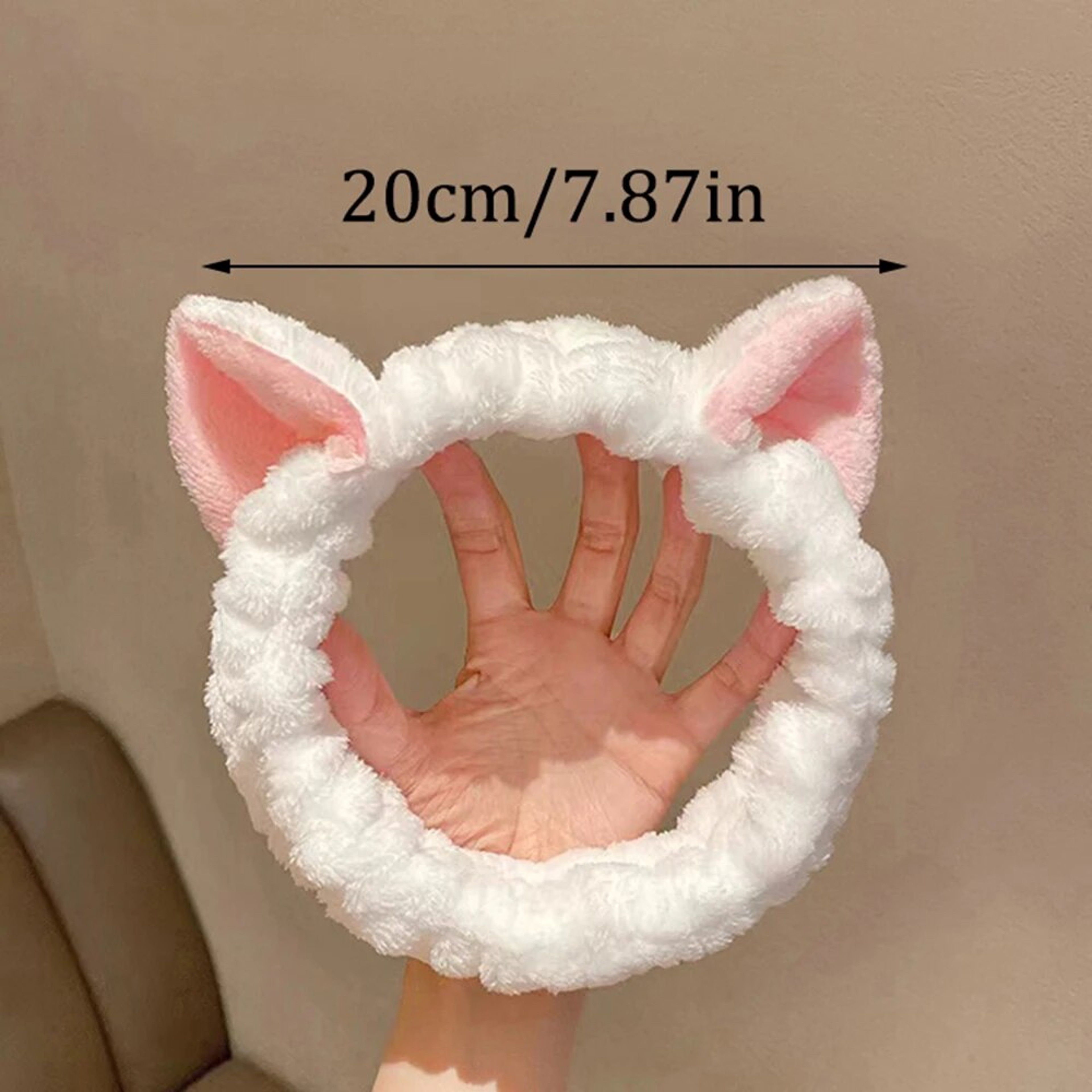 Soft Coral Plush Hairband With Cute Cat Bow Perfect Makeup And Face Wash Headband 3