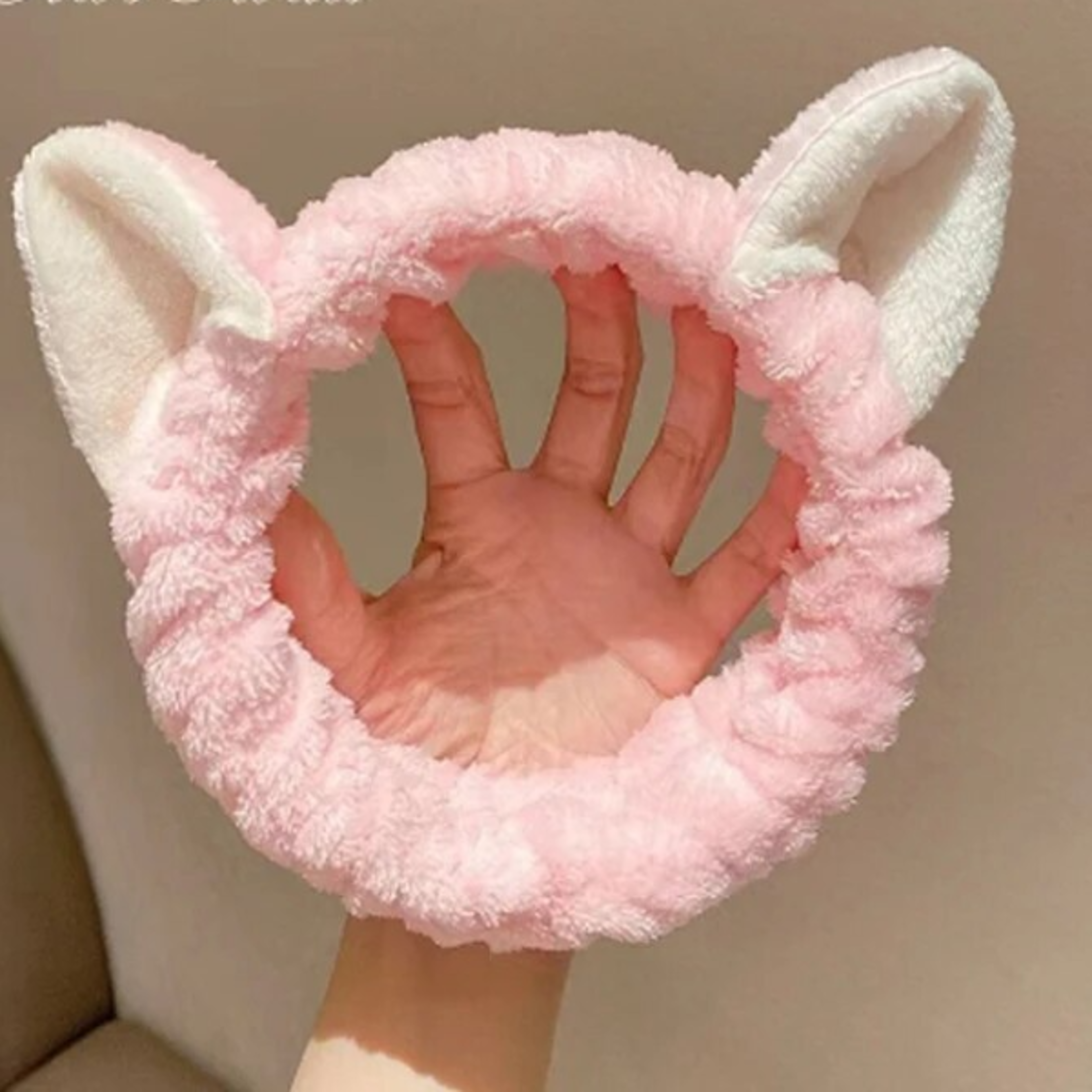 Soft Coral Plush Hairband with Cute Cat Bow Perfect Makeup and Face Wash Headband