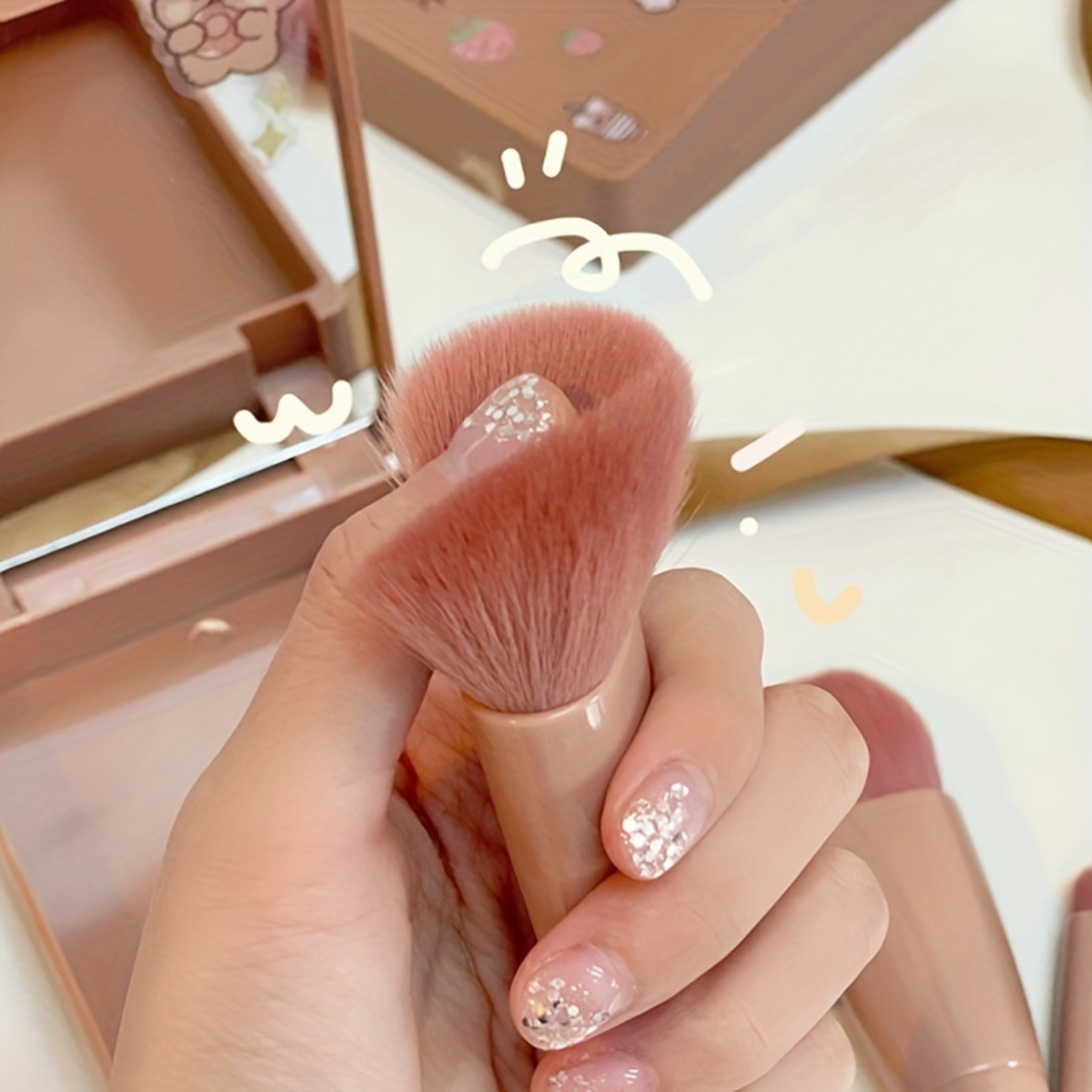 Portable Makeup Brush Set With Mirror Foldable Travel Kit 0