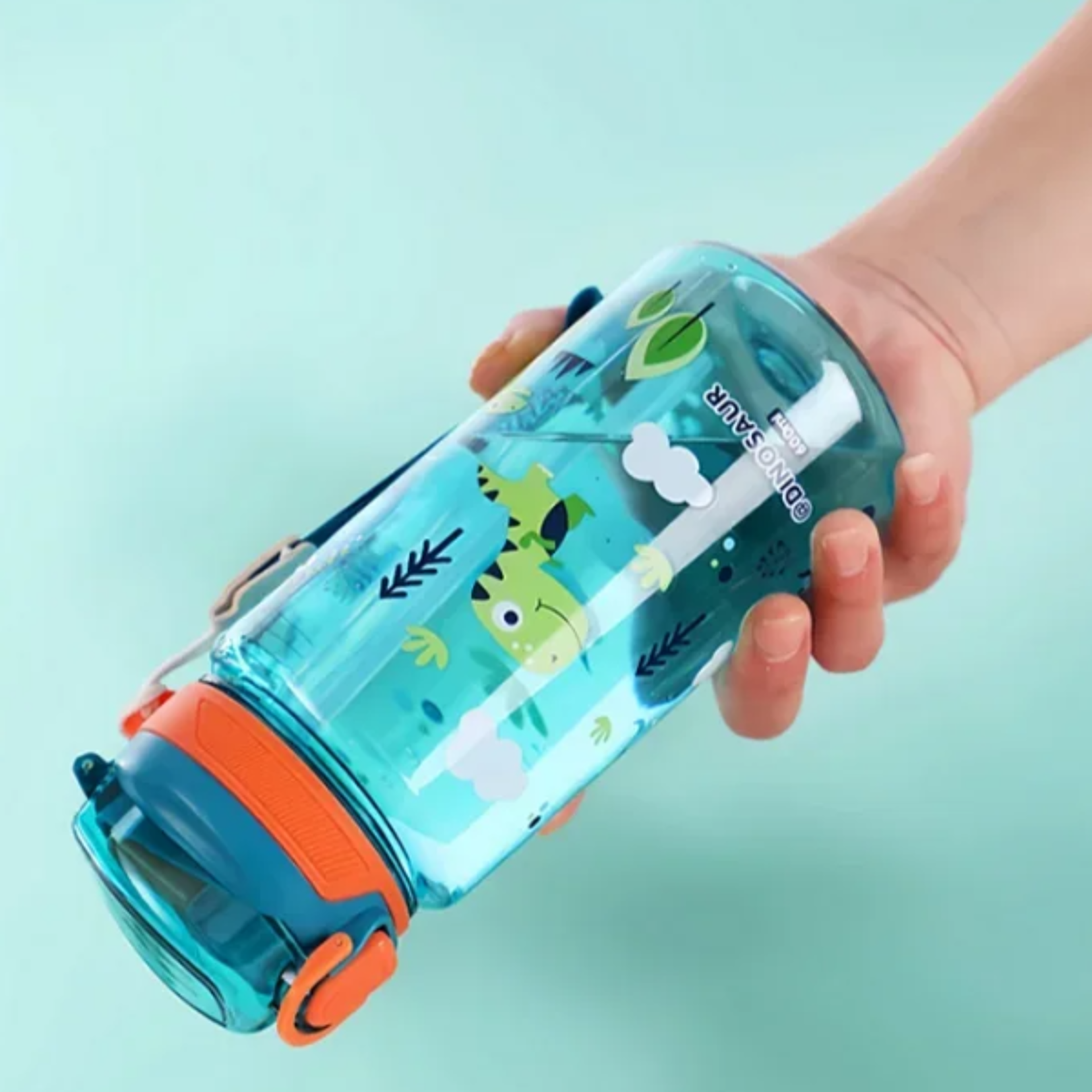 Dinosaur Water Bottle for Kids Leakproof Sippy Cup with Silicone Straw