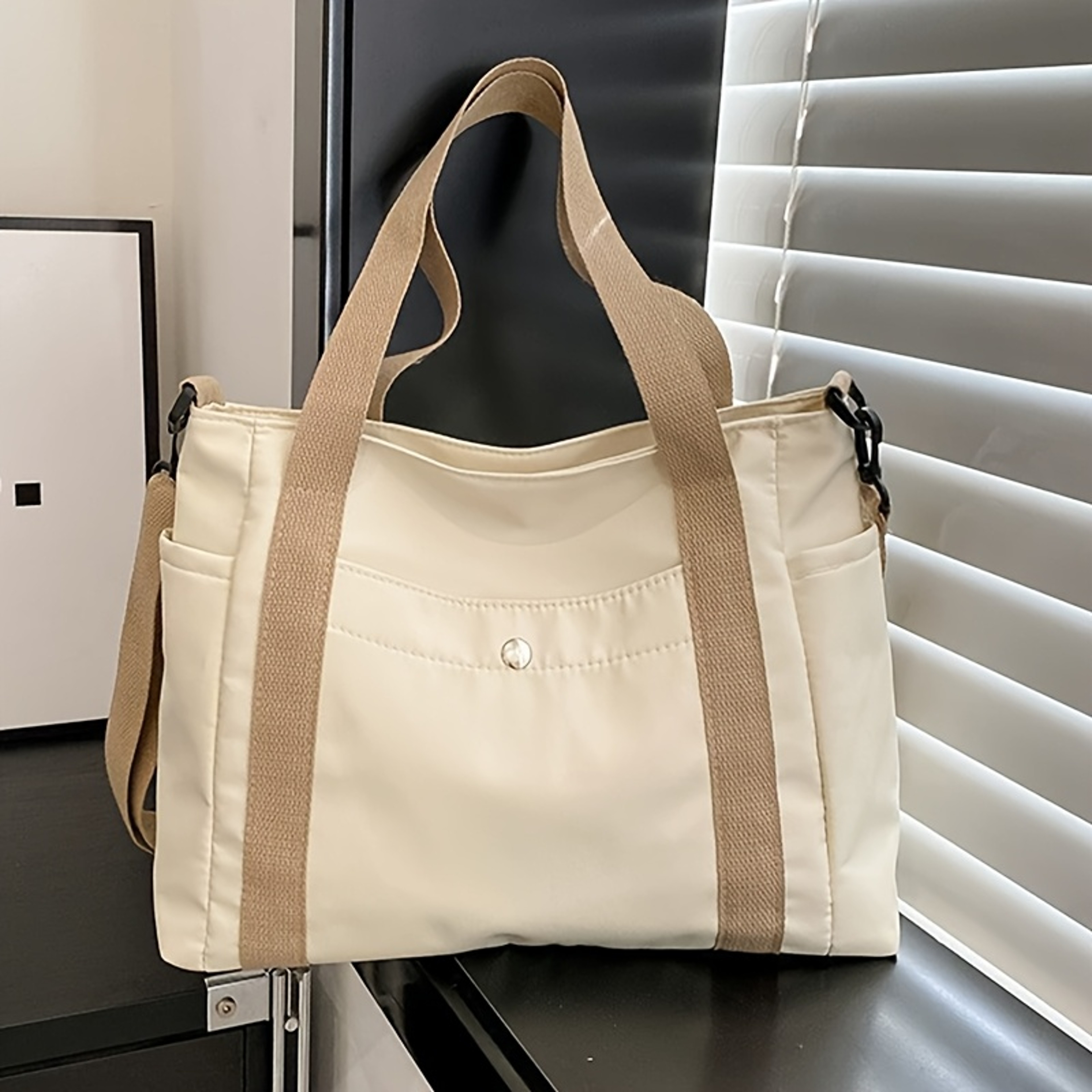 Large Capacity Nylon Crossbody Bag Casual Solid Color Messenger Shoulder Bag With Removable Strap 5