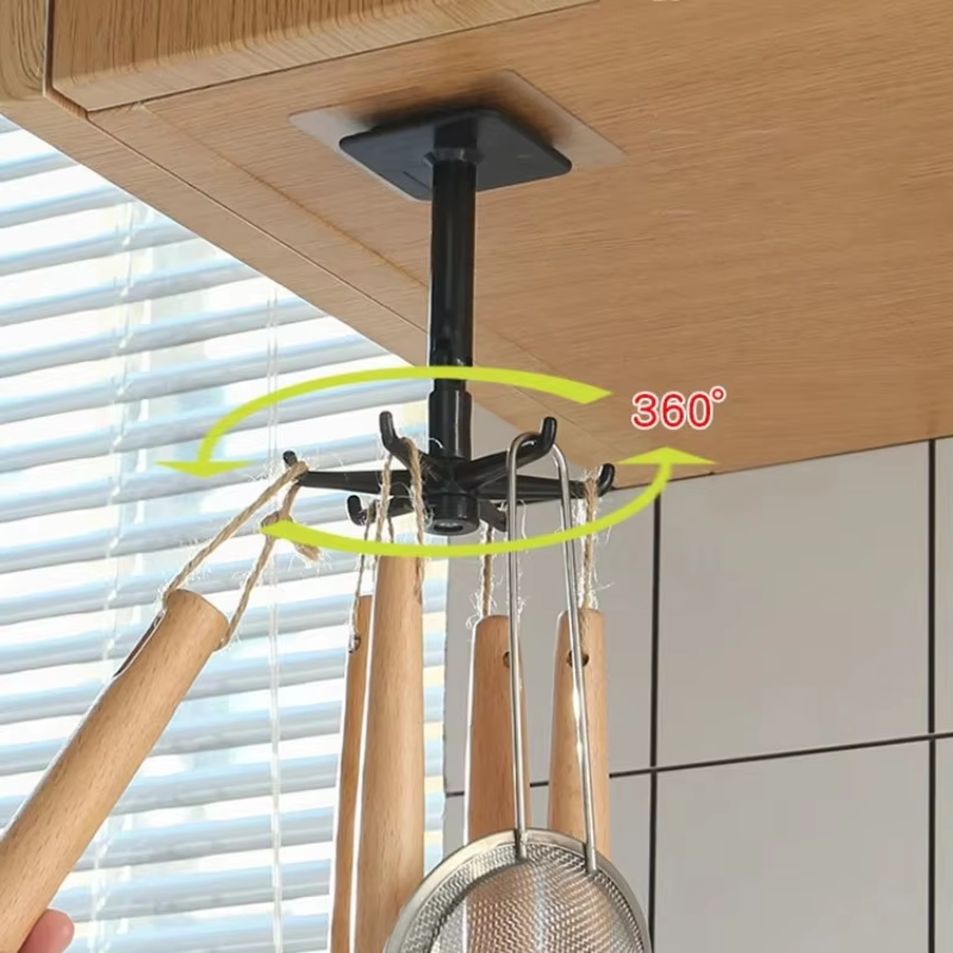 Rotating Storage Spoon Hook Wall Mounted No Drilling Required Seamless Kitchen Organizer – view 3