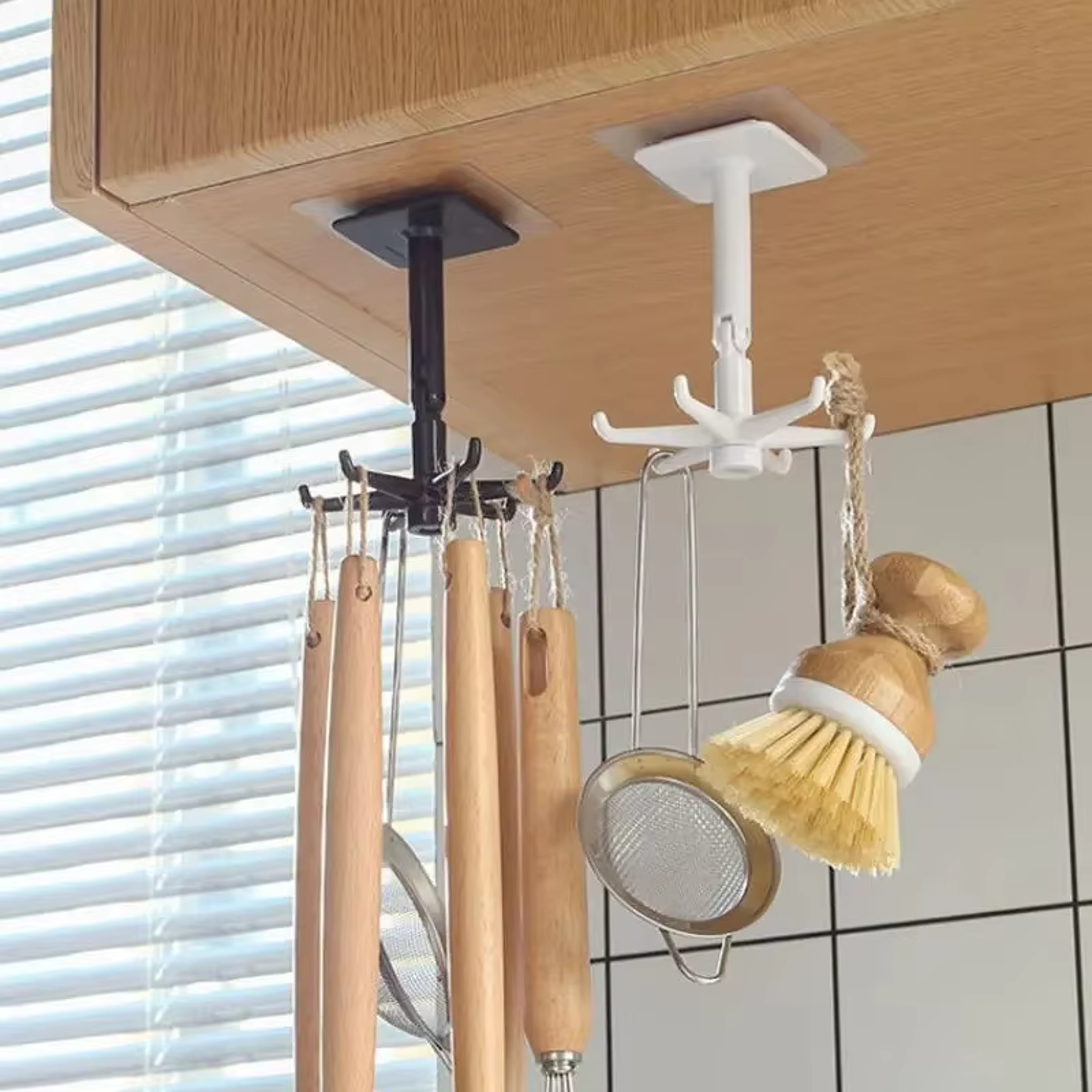 Rotating Storage Spoon Hook Wall Mounted No Drilling Required Seamless Kitchen Organizer – view 5