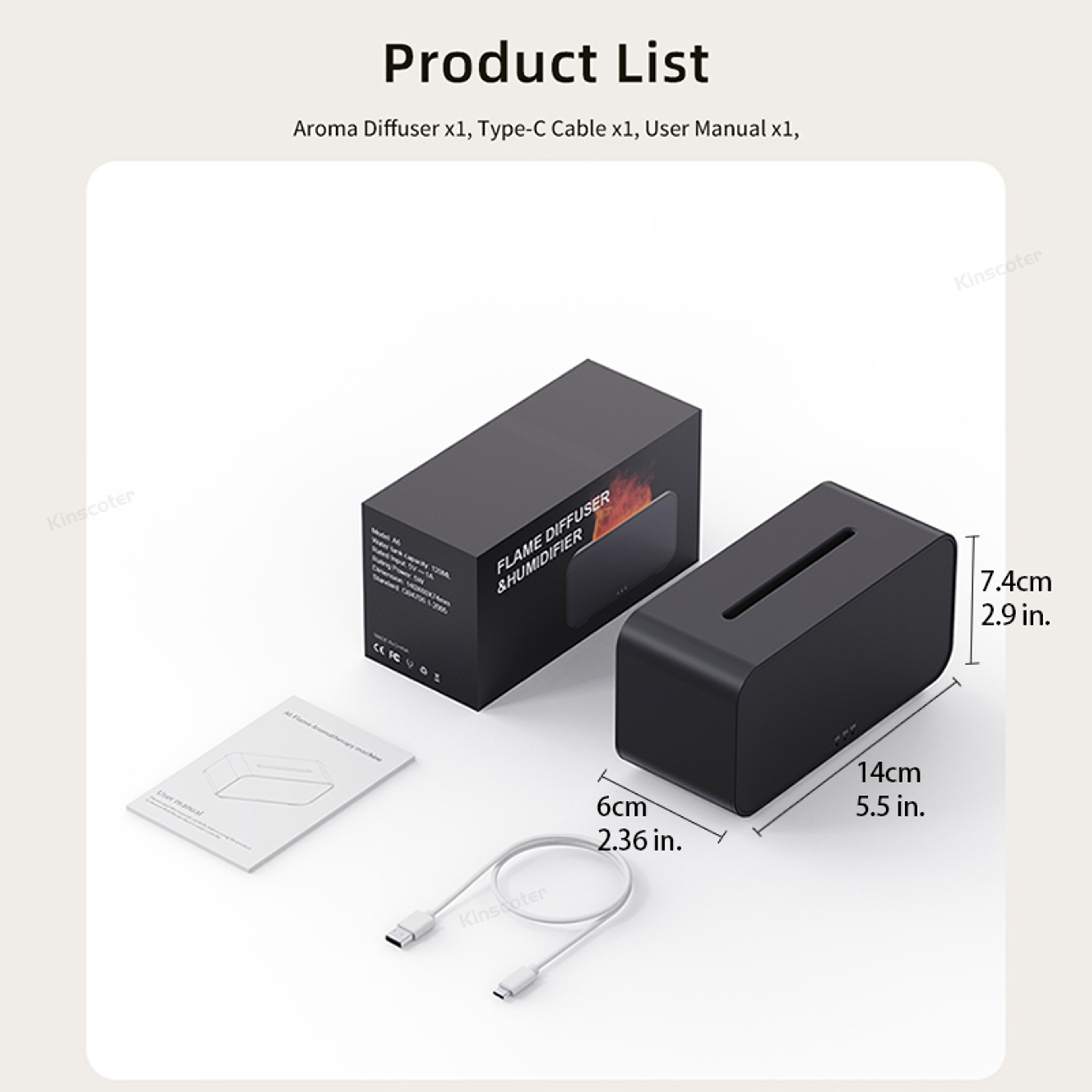 Mini Aroma Diffuser LED Essential Oil Humidifier Ultrasonic Cool Mist Maker With Flame Lamp Effect 5