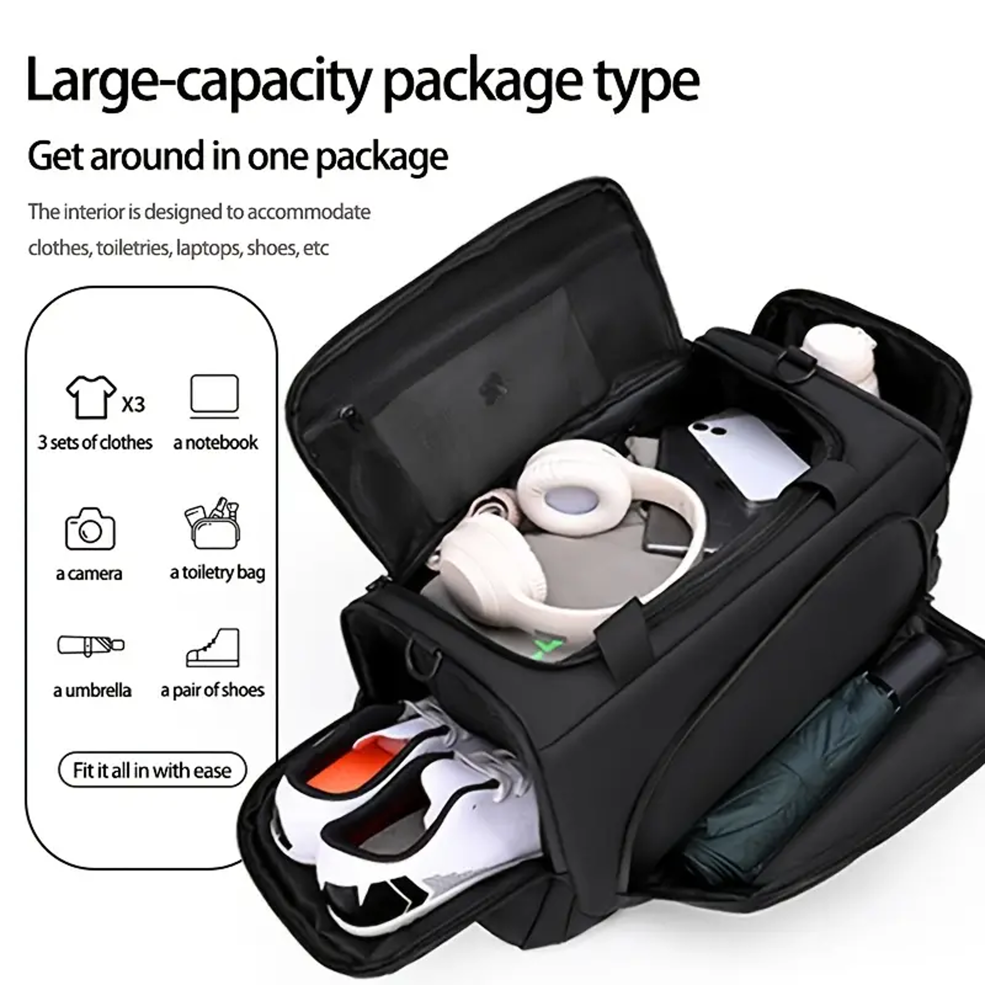 Mens Travel Duffel Bag With Shoe Compartment Sports Gym And Weekend Overnight Bag 2