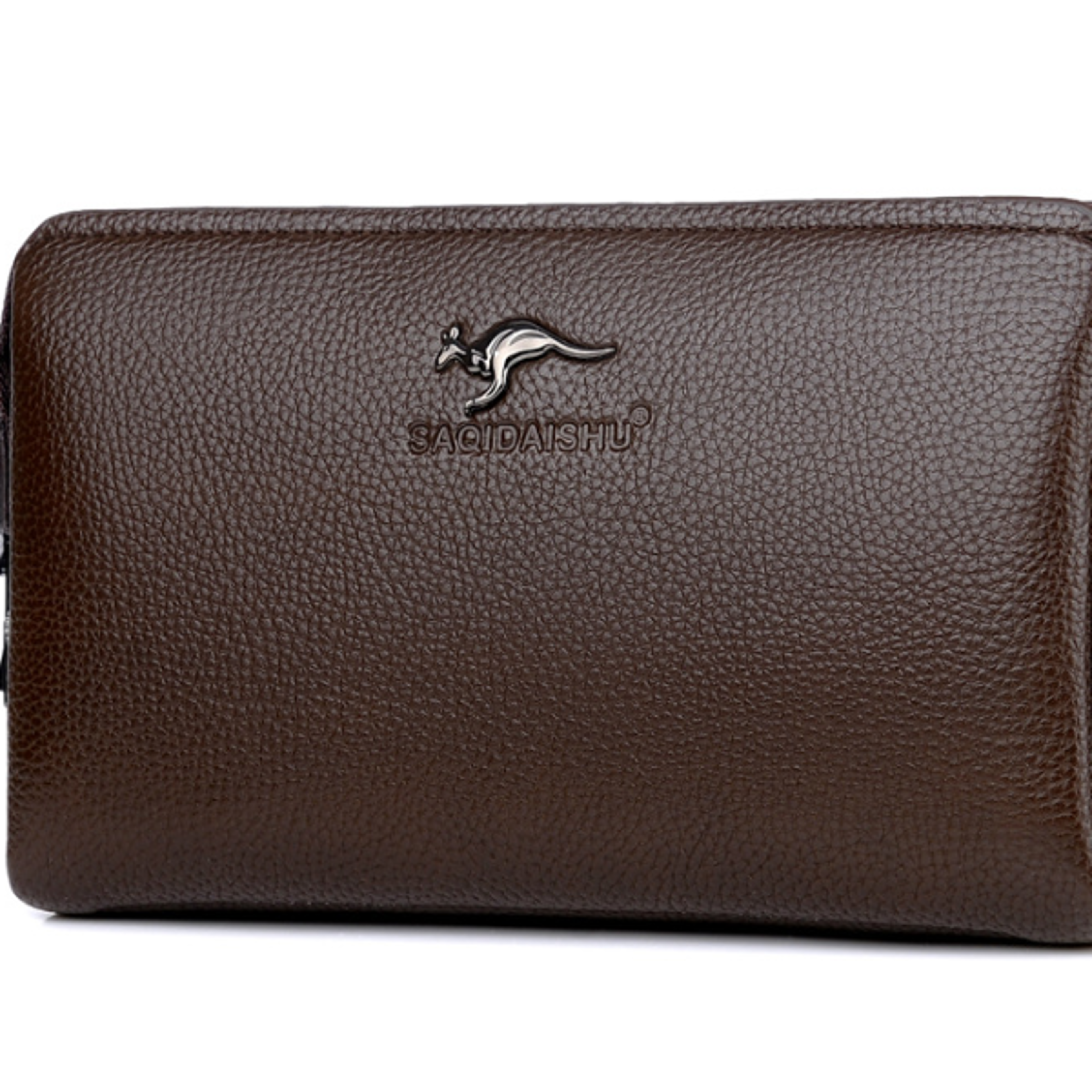 Mens High End PU Leather Long Wallet Large Capacity Anti Theft Clutch Wrist Bag with Multi Card Slot