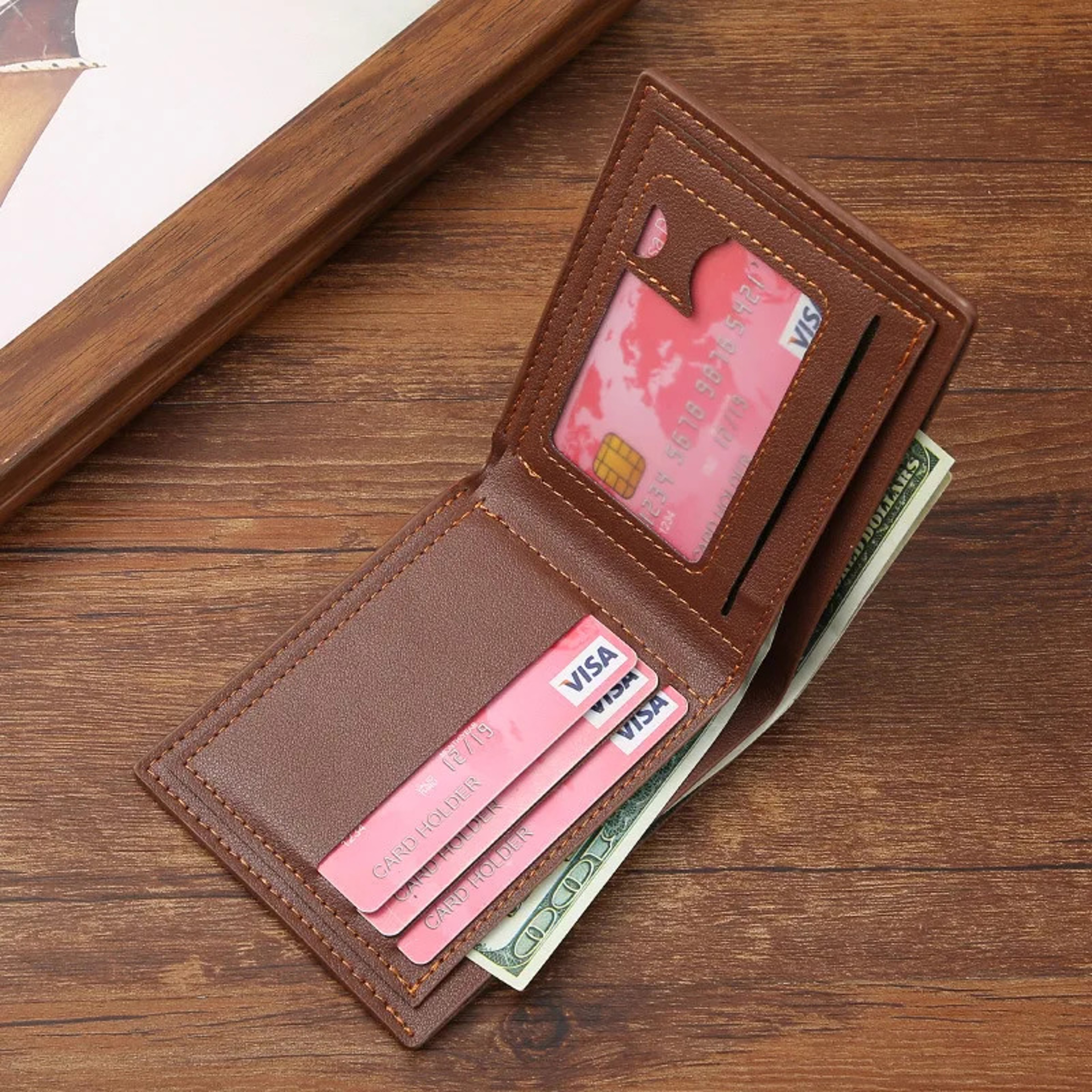 Slim RFID Leather Wallet For Men Minimalist Bifold Front Pocket Wallet With Credit Card Holder And  1