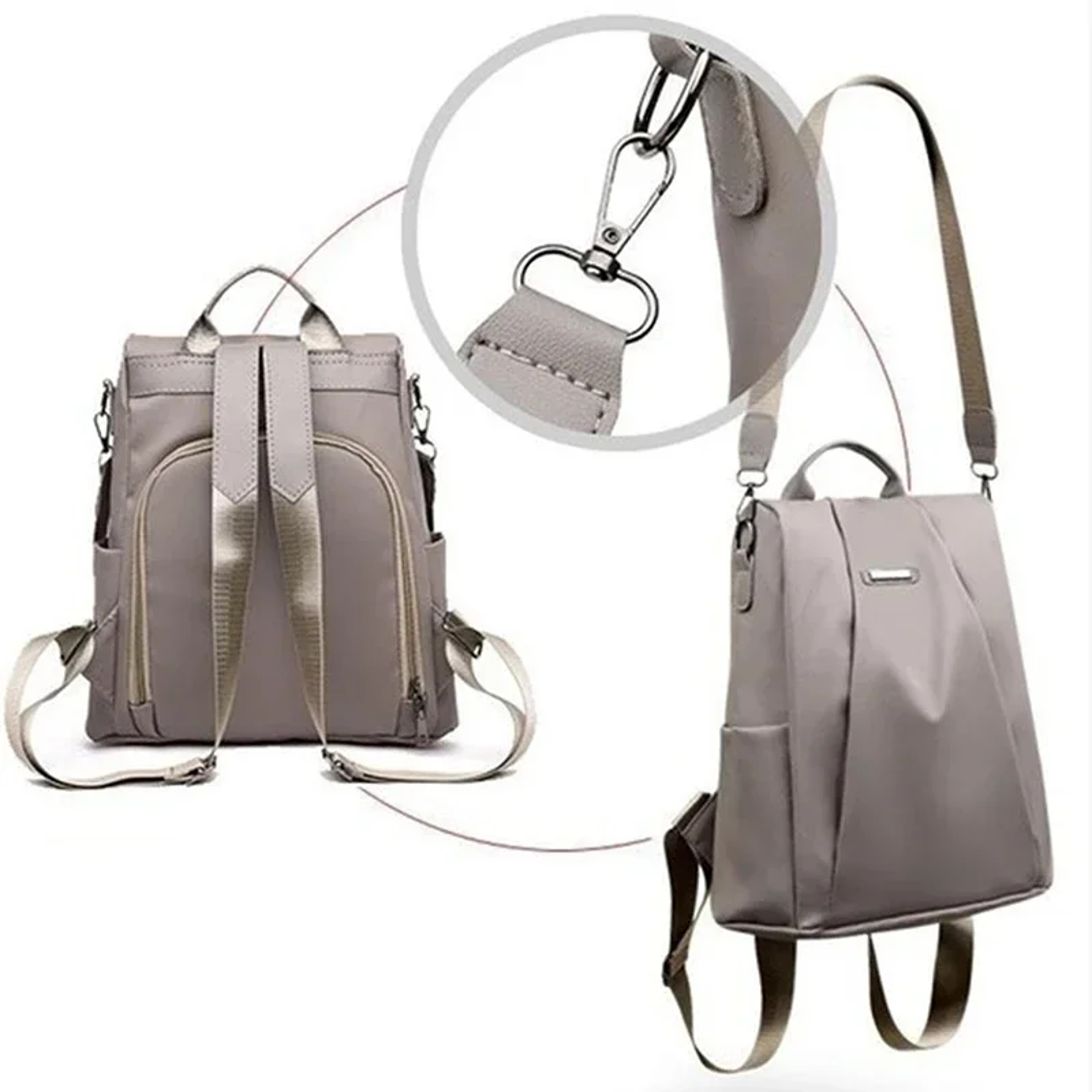 Stylish Nylon Waterproof Womens Backpack With Detachable Shoulder Strap 3