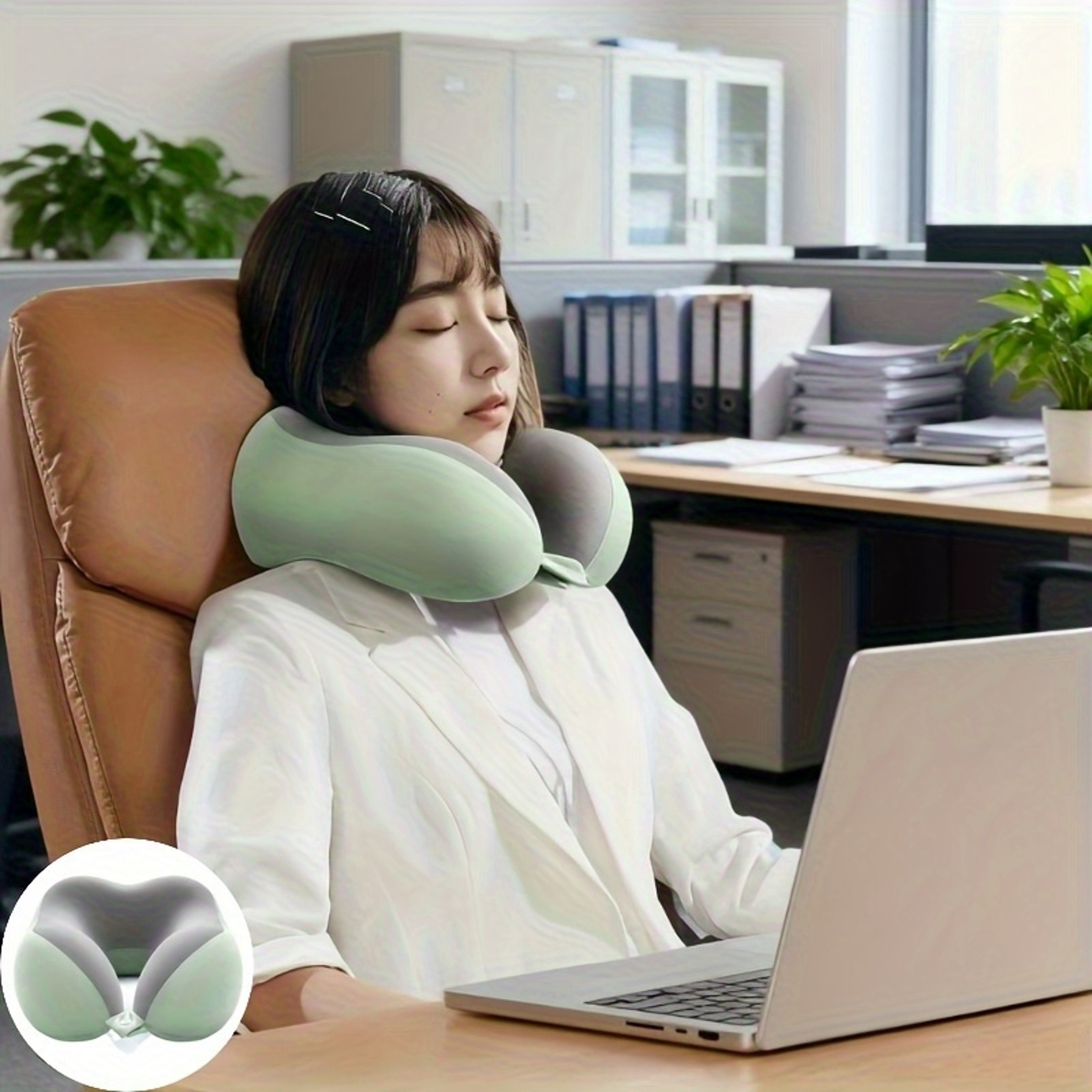 Ergonomic U Shaped Neck Pillow with Storage Bag Memory Foam Travel & Office Support Removable Machine Washable Cover – view 1