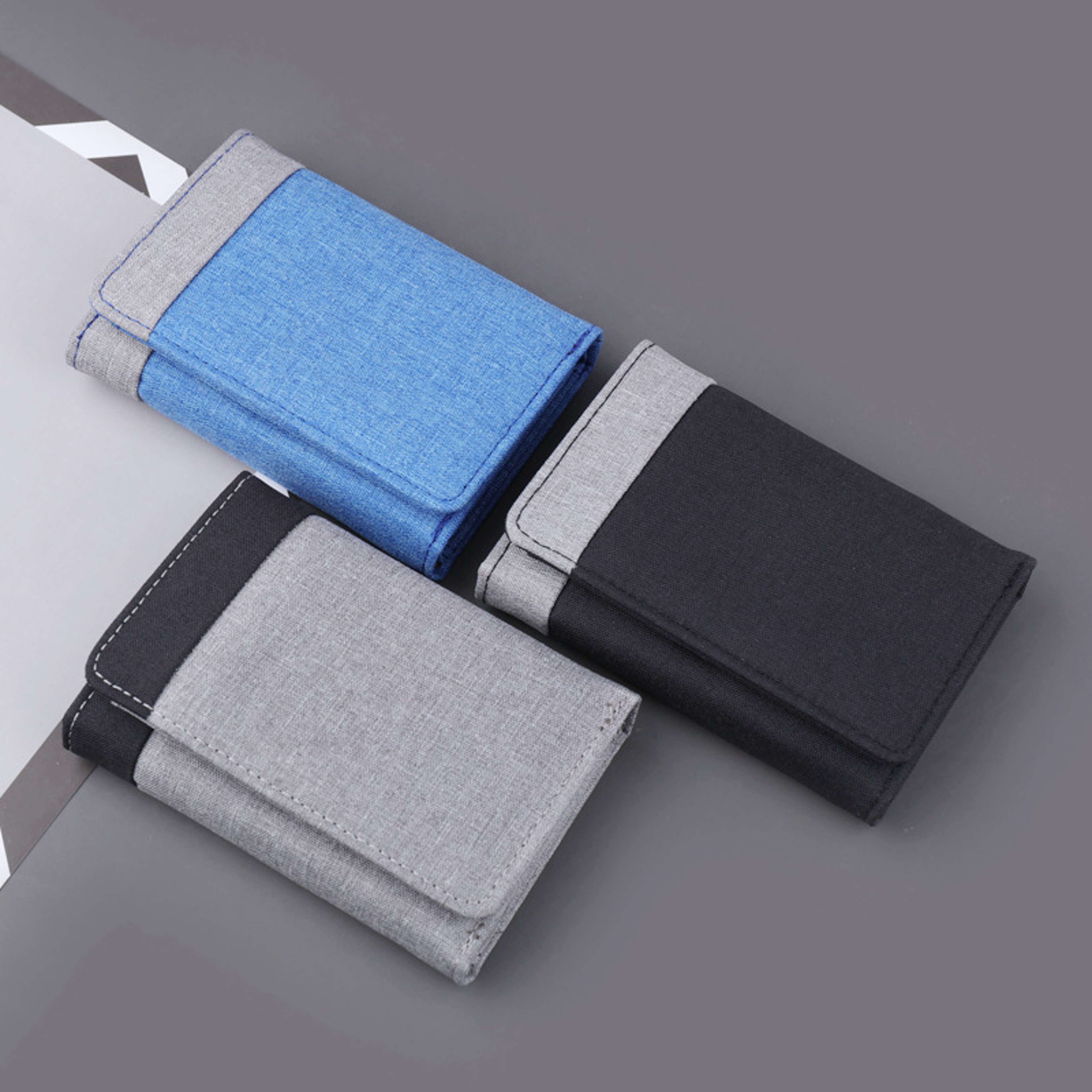 RFID Theft Protection Canvas Wallet For Men Triple Folding Coin Purse Short Contrast Wallet 3