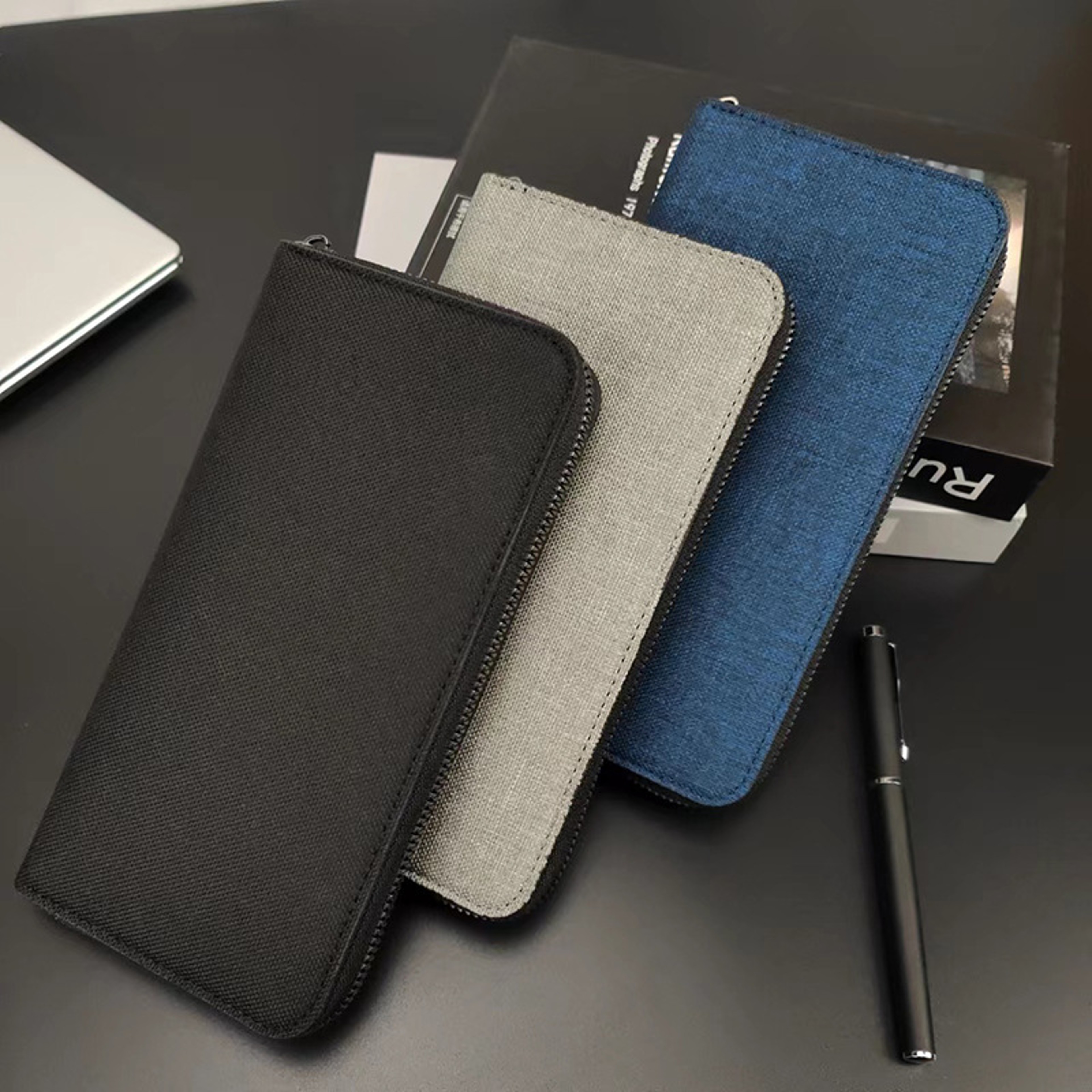 Mens Canvas Zippered Wallet With Large Capacity Multiple Card Slots  Coin Pouch 0