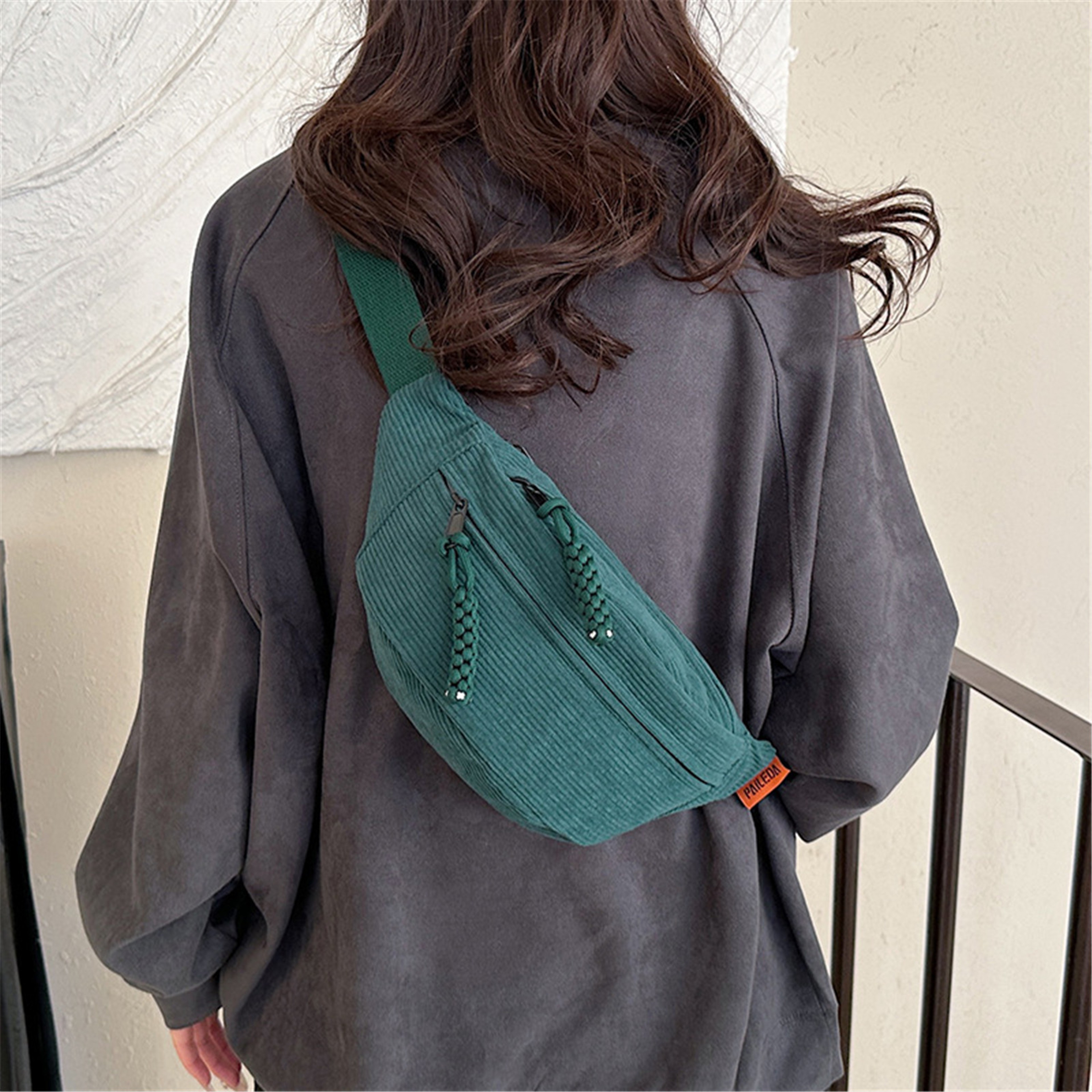 Fashionable Corduroy Belt Bag For Women Stylish Crossbody  Waist Pack 0