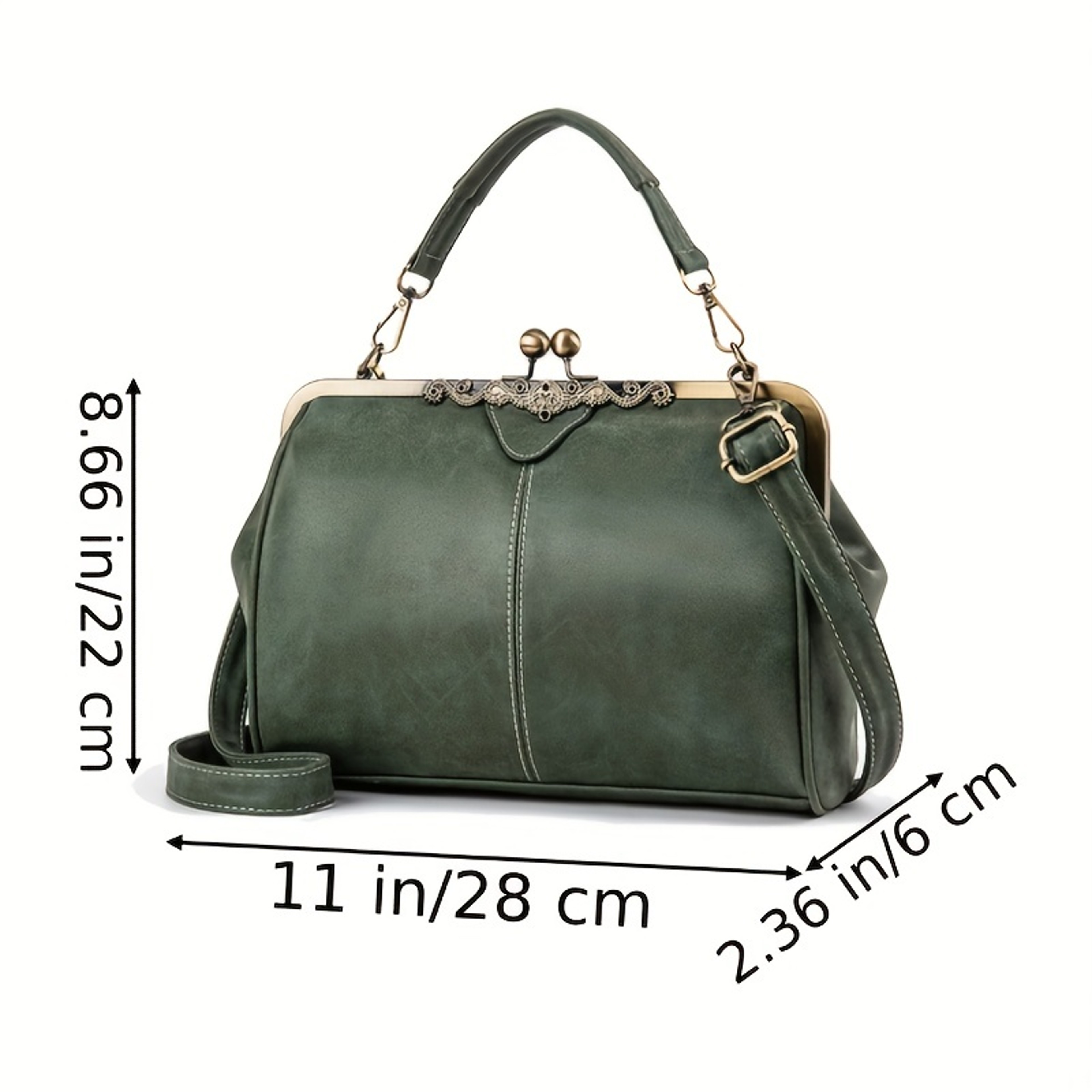 Vintage Top Handle Crossbody Bag Retro Kiss Lock Satchel Bag For Women 4