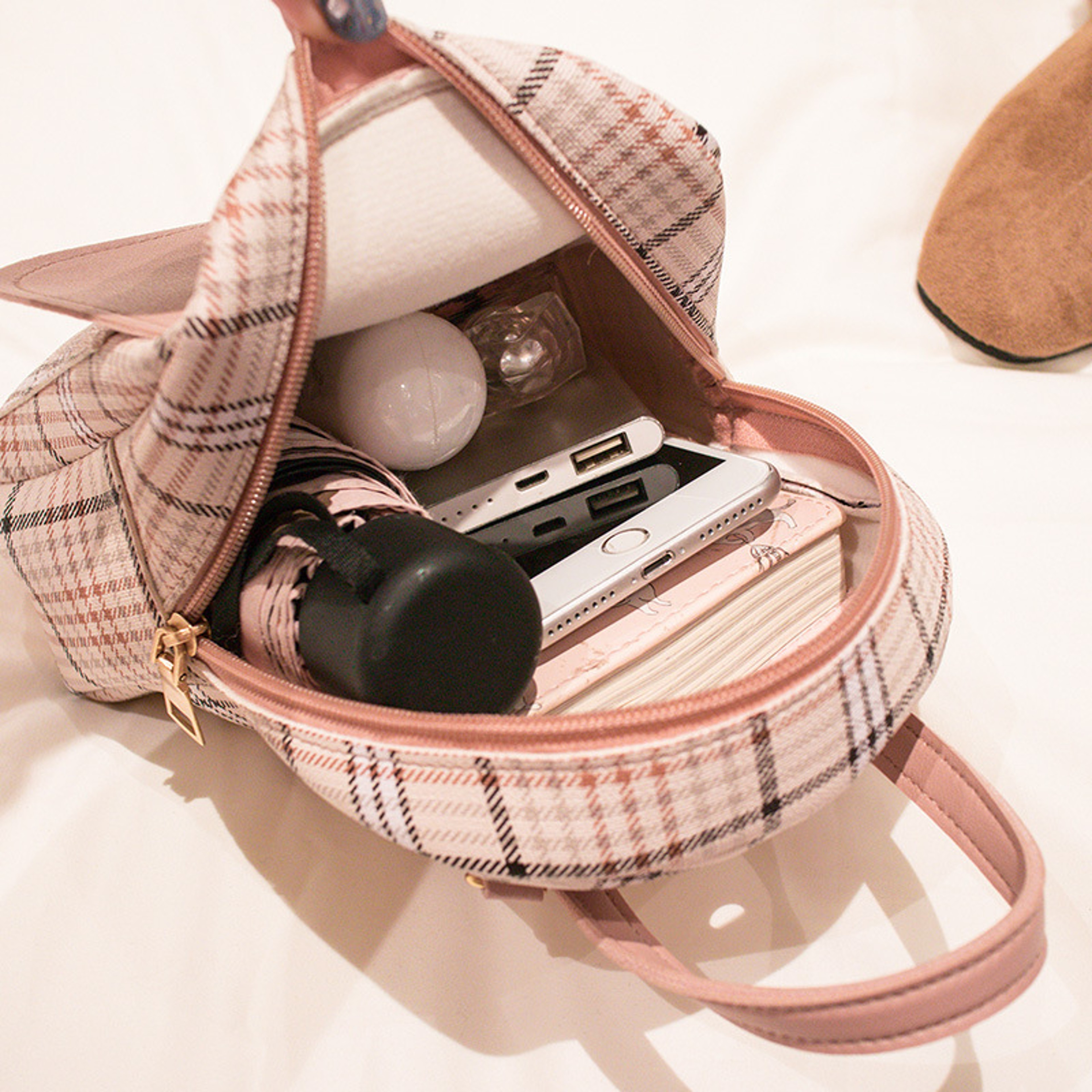Plaid Mini Backpack Crossbody Bag For Teen Girls 1
