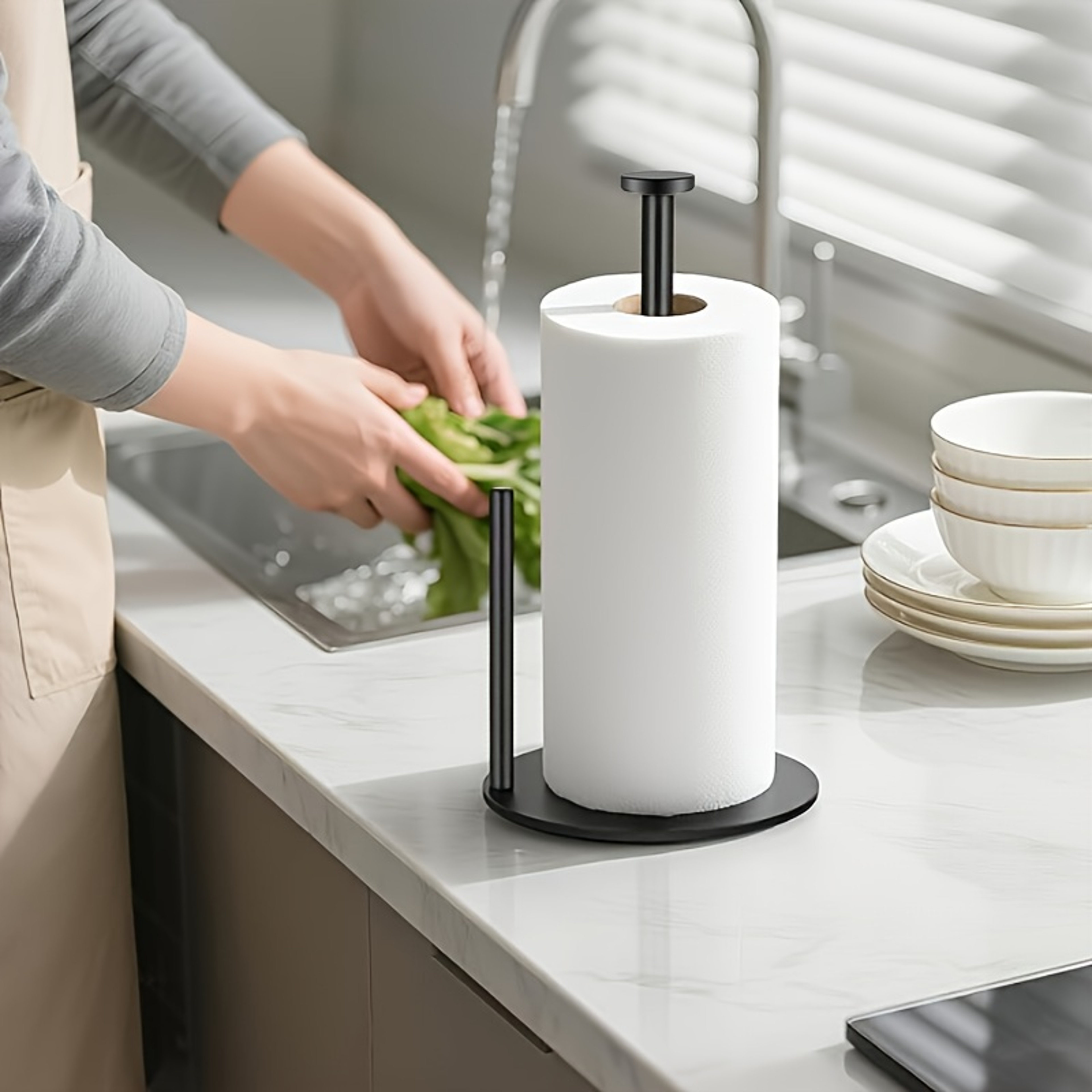 Weighted Paper Towel Holder For Kitchen  Bathroom Steady Countertop Stand 0