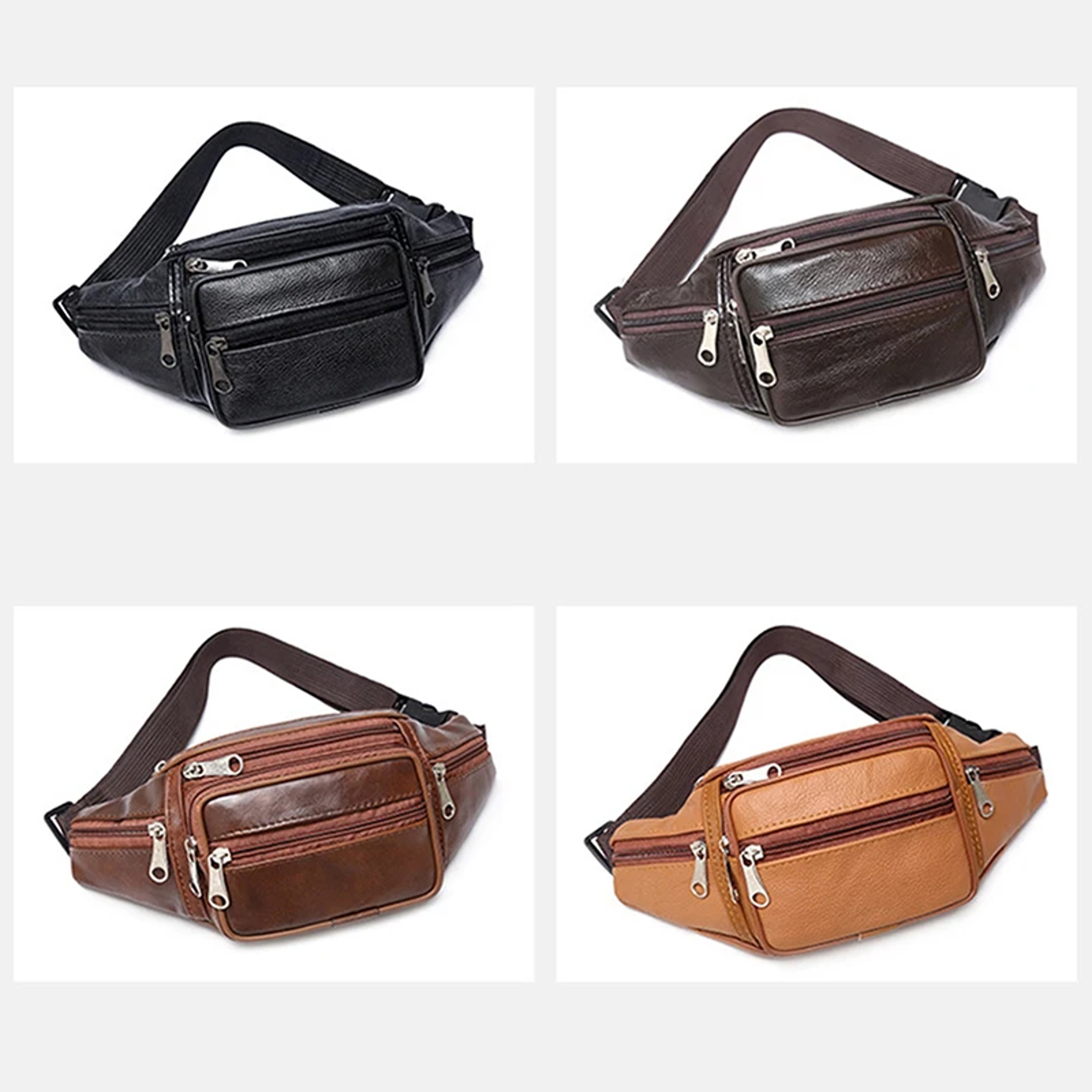 Mens Waist Pack PU Leather Bag Fashionable And Functional Waist Belt Bag For Men 0
