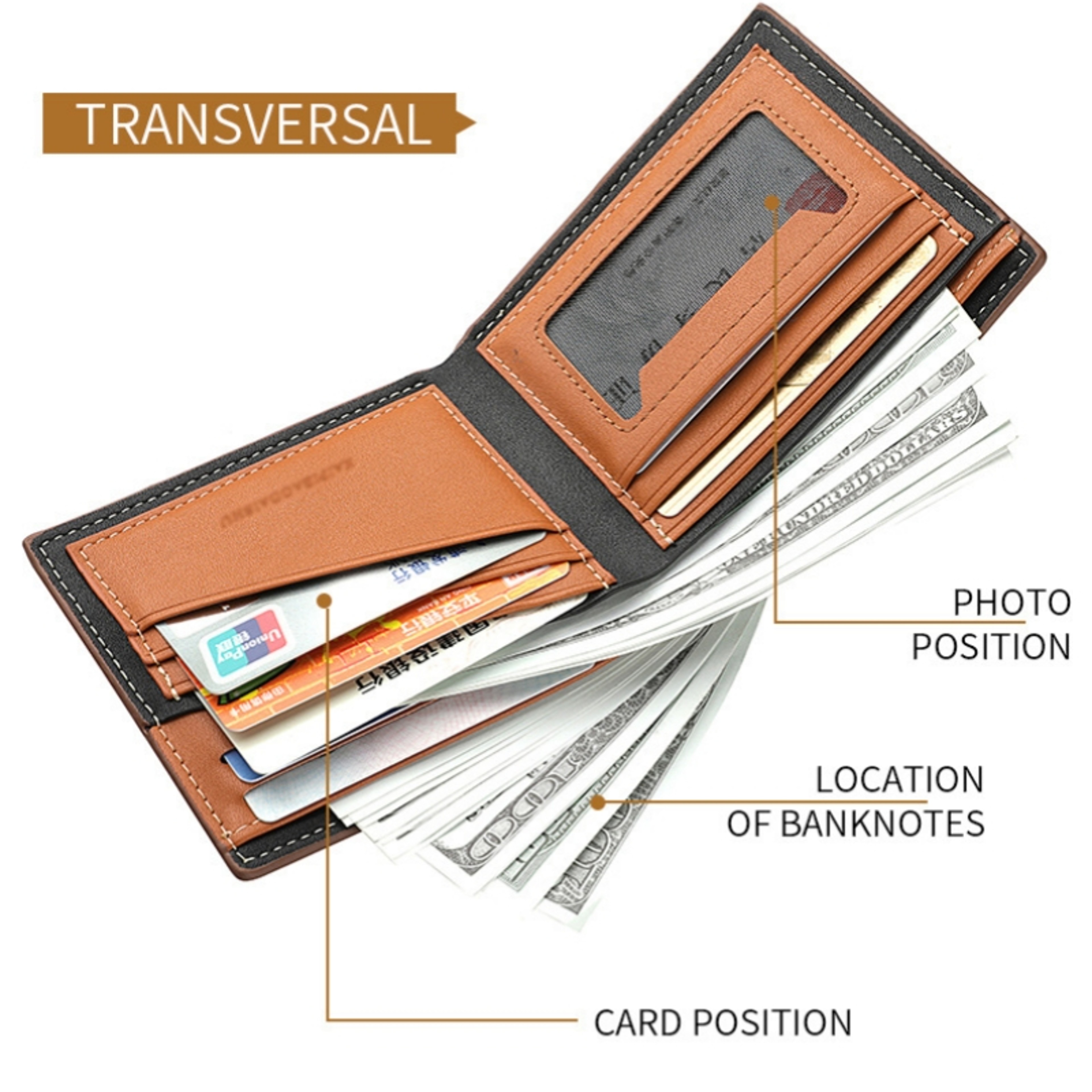 Fashion Mens Leather Wallet With ID  Credit Card Holder Multi Function Money Clip High Quality Coin 1