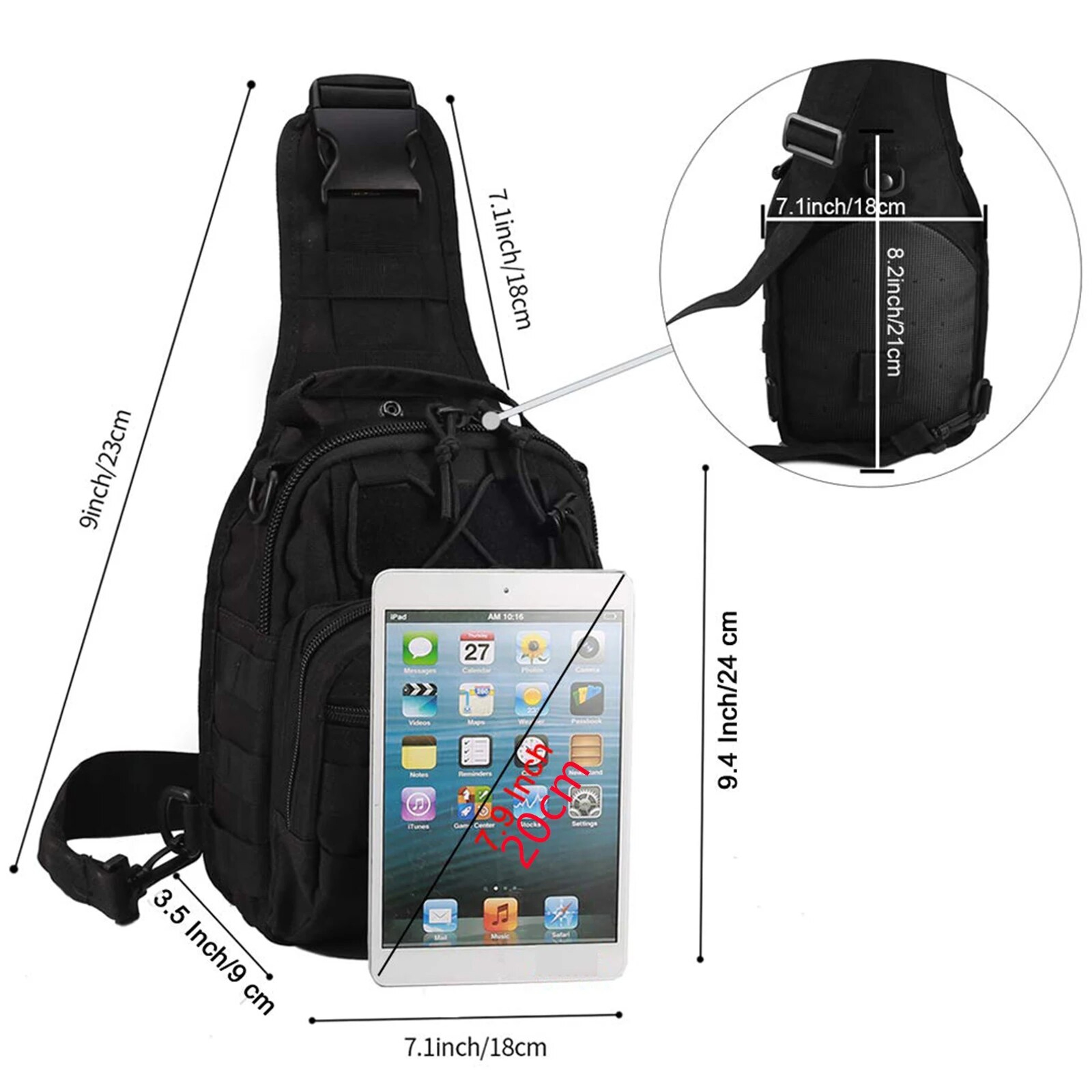 Tactical Shoulder Bag Durable Nylon Outdoor Sling Backpack 1