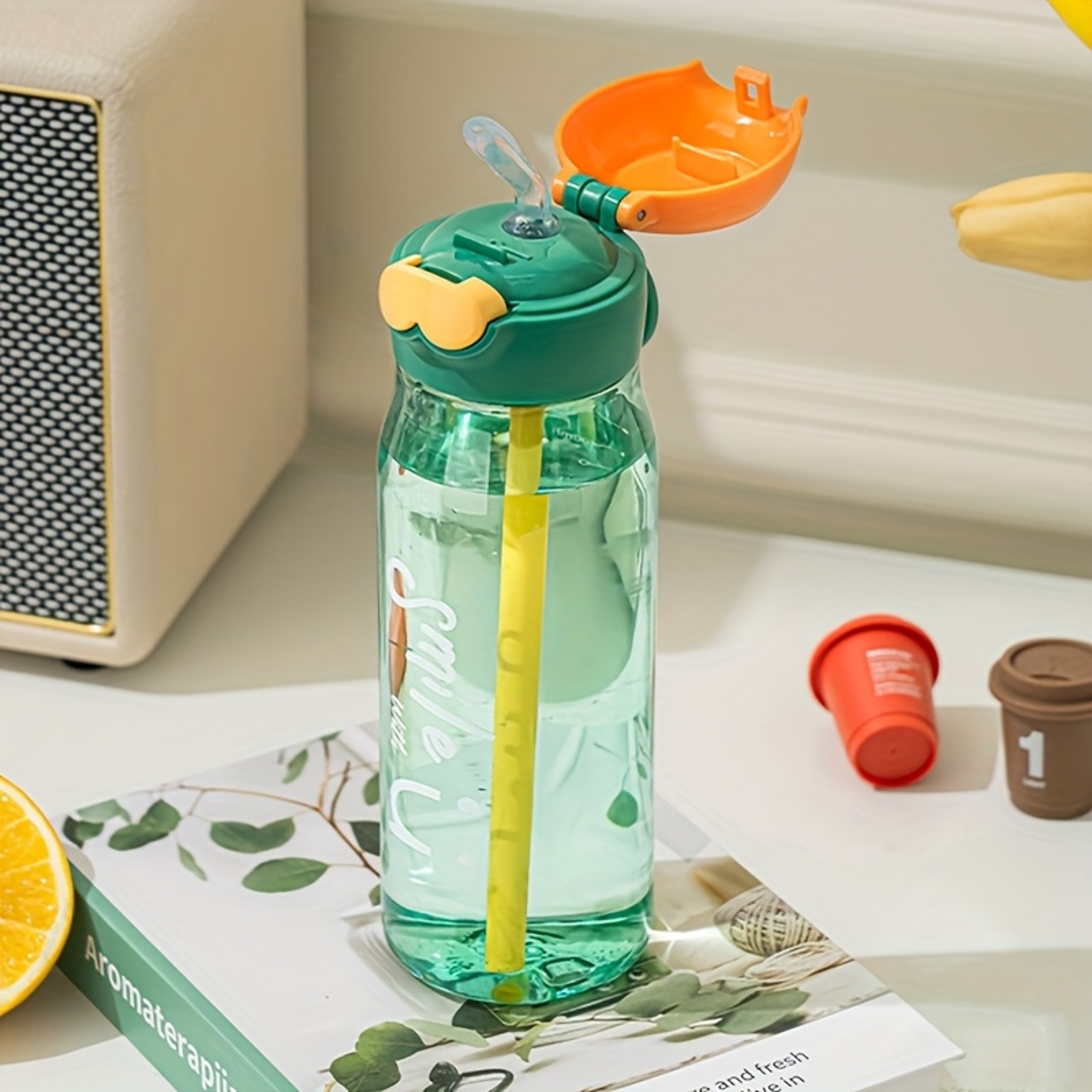 ransparent Sports Water Bottle with Straw and Precise Scale Ideal for Outdoor Sports – view 3