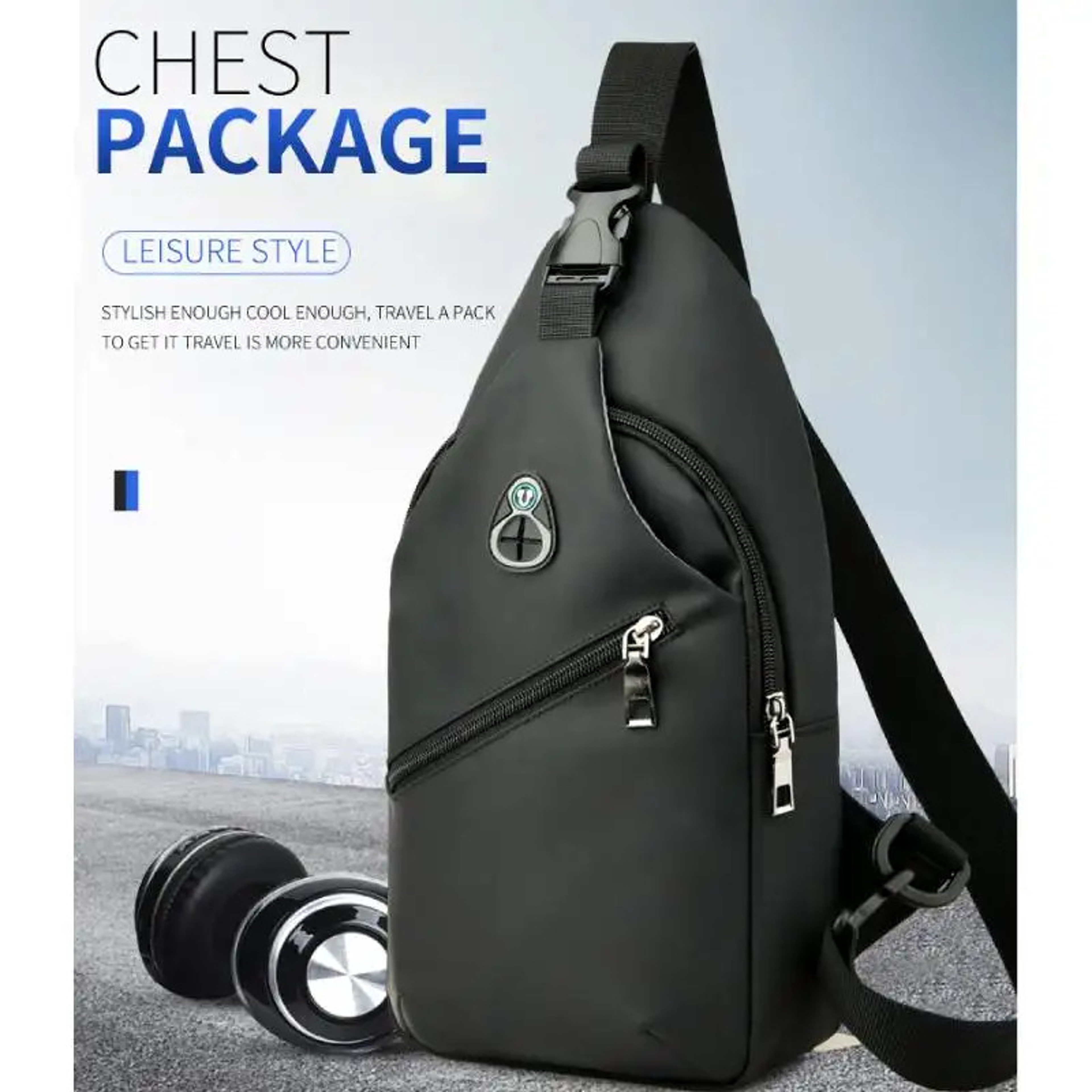 Men Fashion Crossbody Bag Trendy Chest Bag Usb Shoulder Bag Leisure Small Chest Bag Large Capacity  1