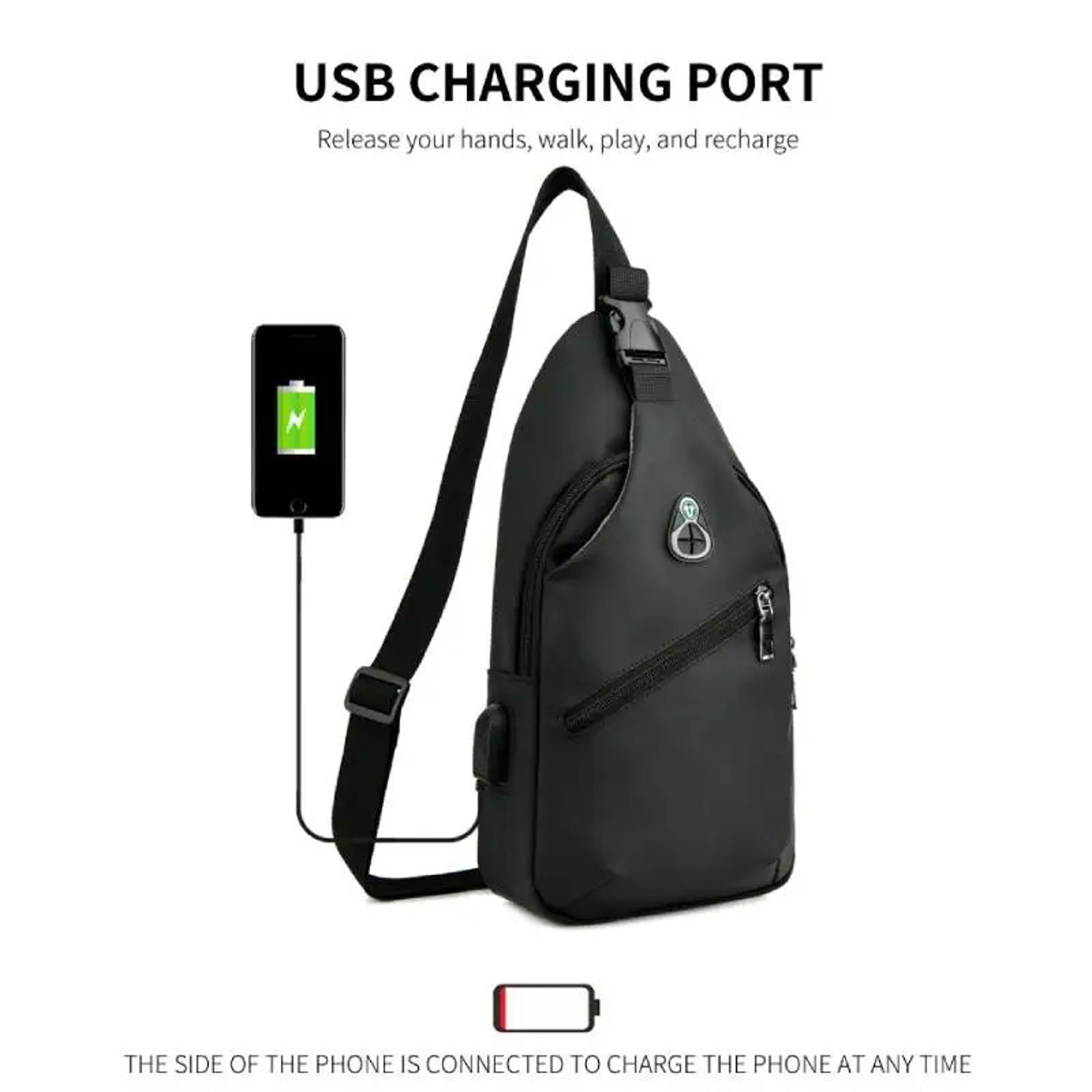 Men Fashion Crossbody Bag Trendy Chest Bag Usb Shoulder Bag Leisure Small Chest Bag Large Capacity  2