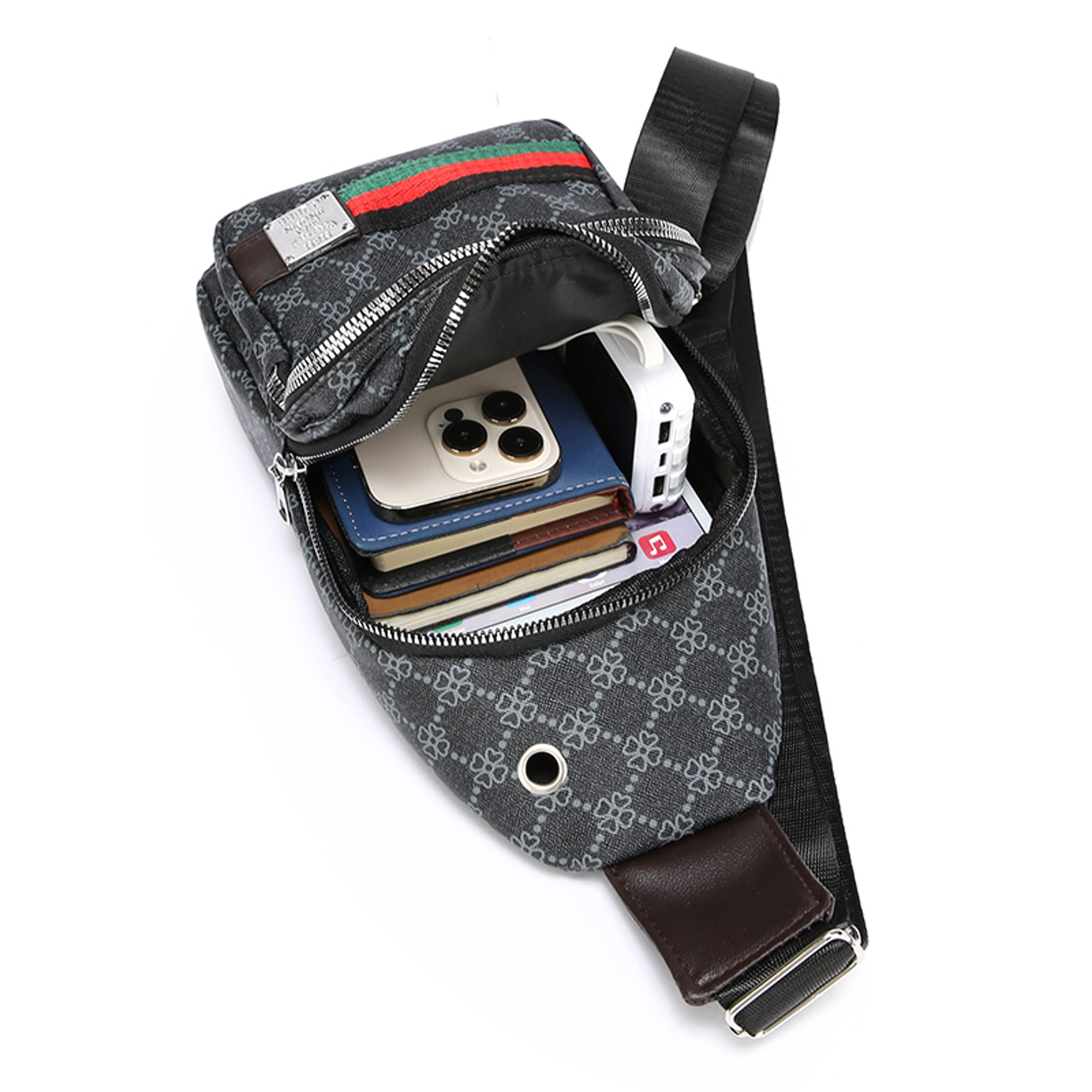 Mens Multifunction Crossbody Bag with Earphone Hole Casual Messenger Shoulder Bag – view 6