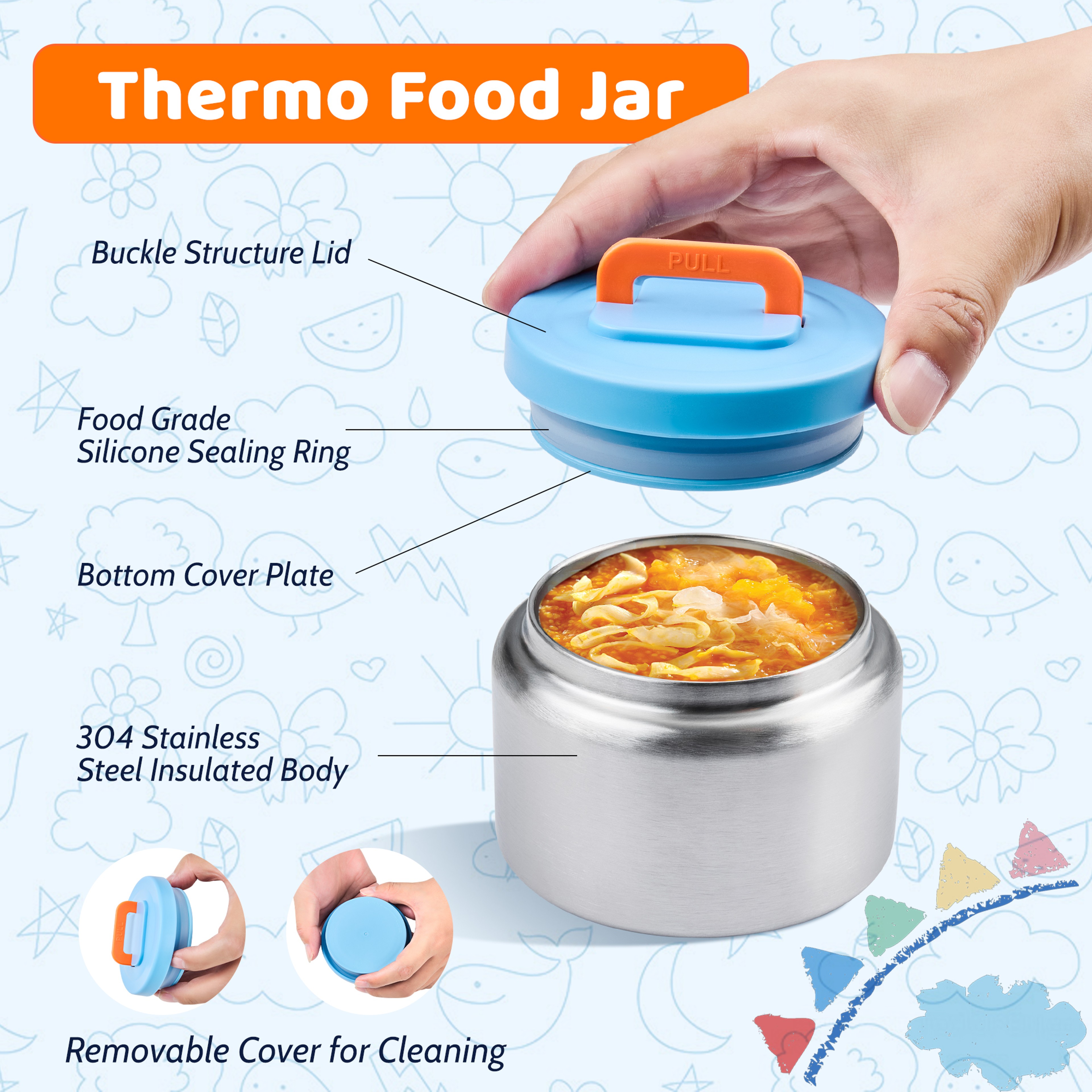 Compact Lunch Box Set with Insulated Container & Snack Storage Double Compartment – view 4