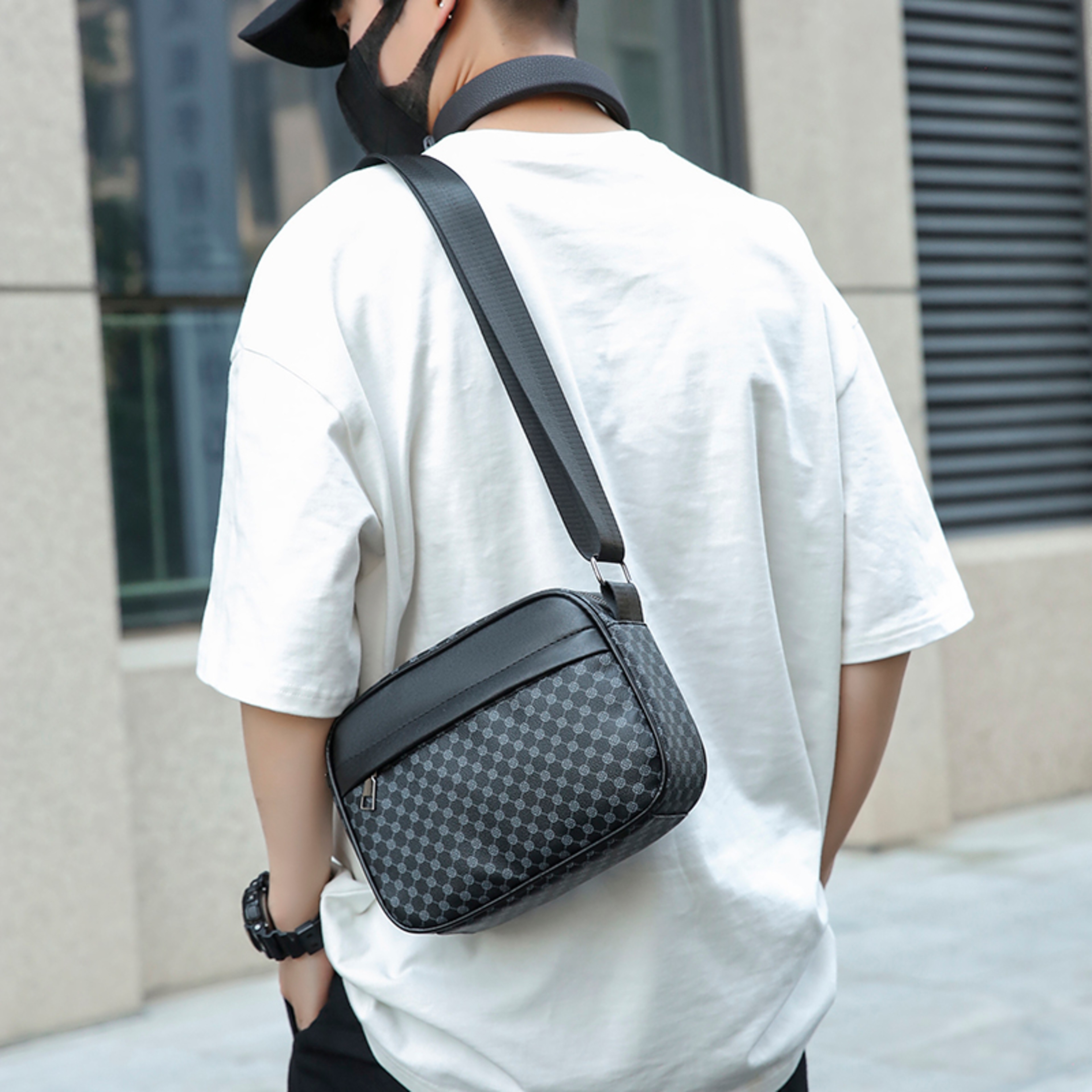 Mens Leather Crossbody Messenger Bag Lightweight Business Shoulder Bag 1