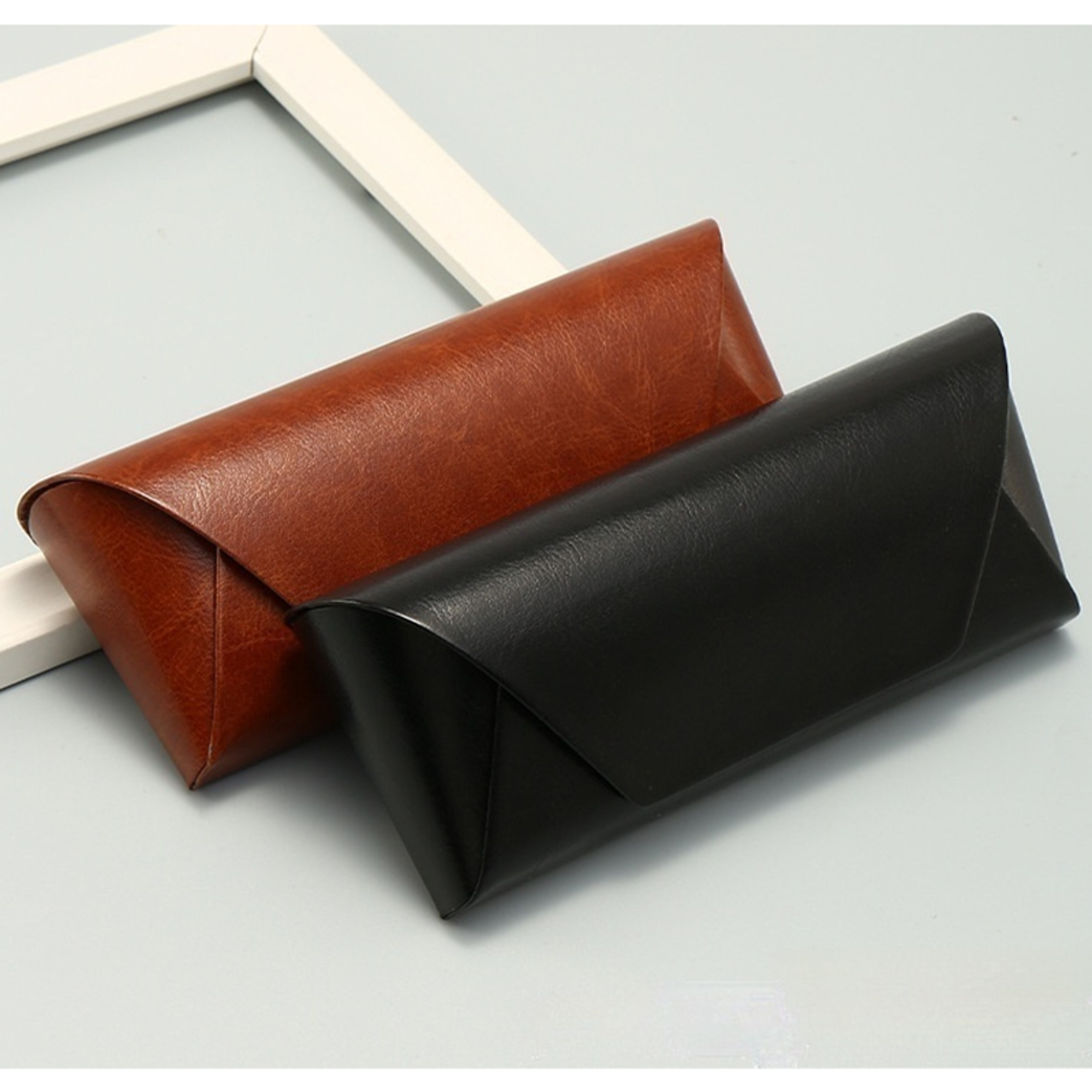 Retro Leather Glasses Case Portable Hard Shell Protective Eyewear Holder 0
