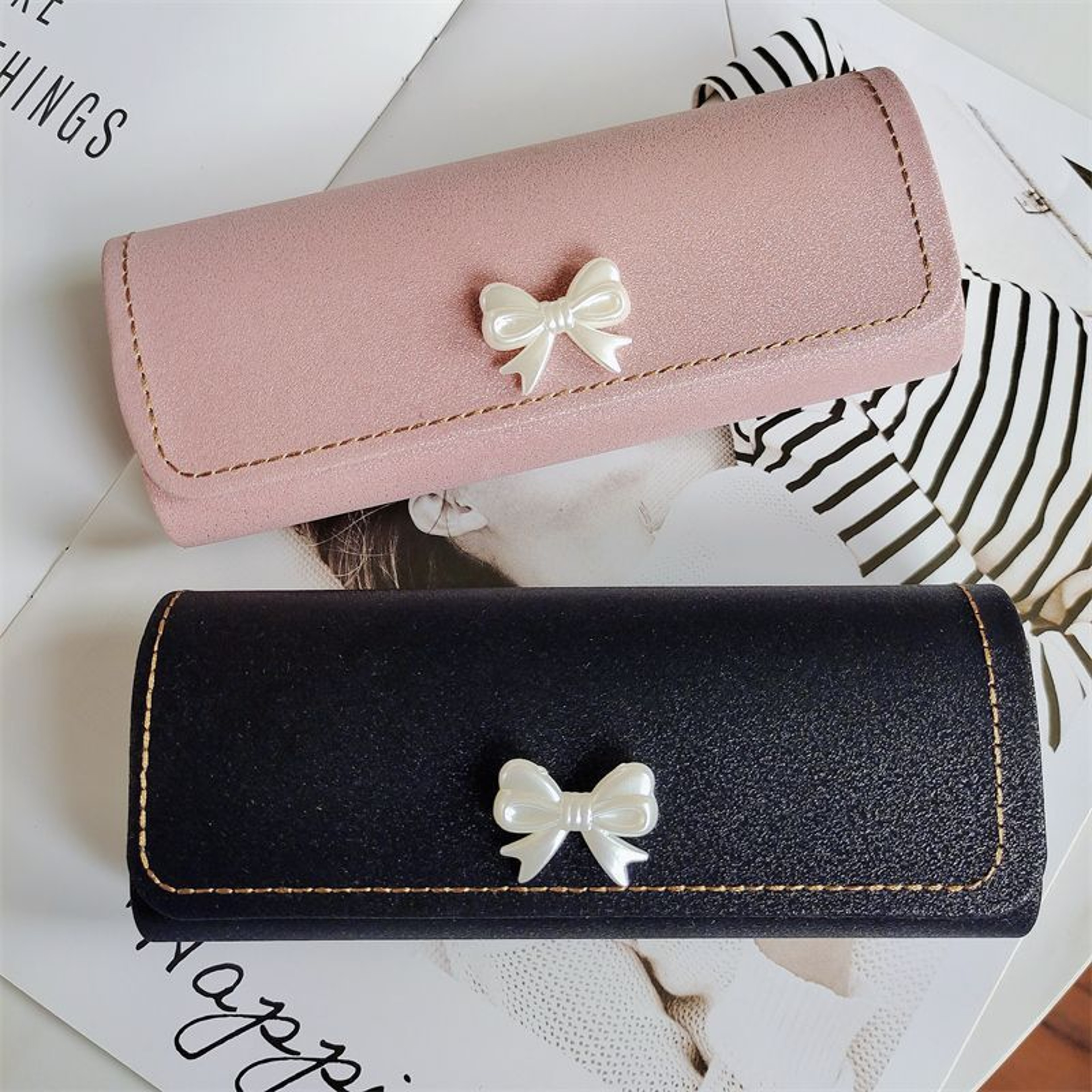 Cute Bow Myopia Glasses Case Fashionable Portable  Anti Drop Storage For Students 2