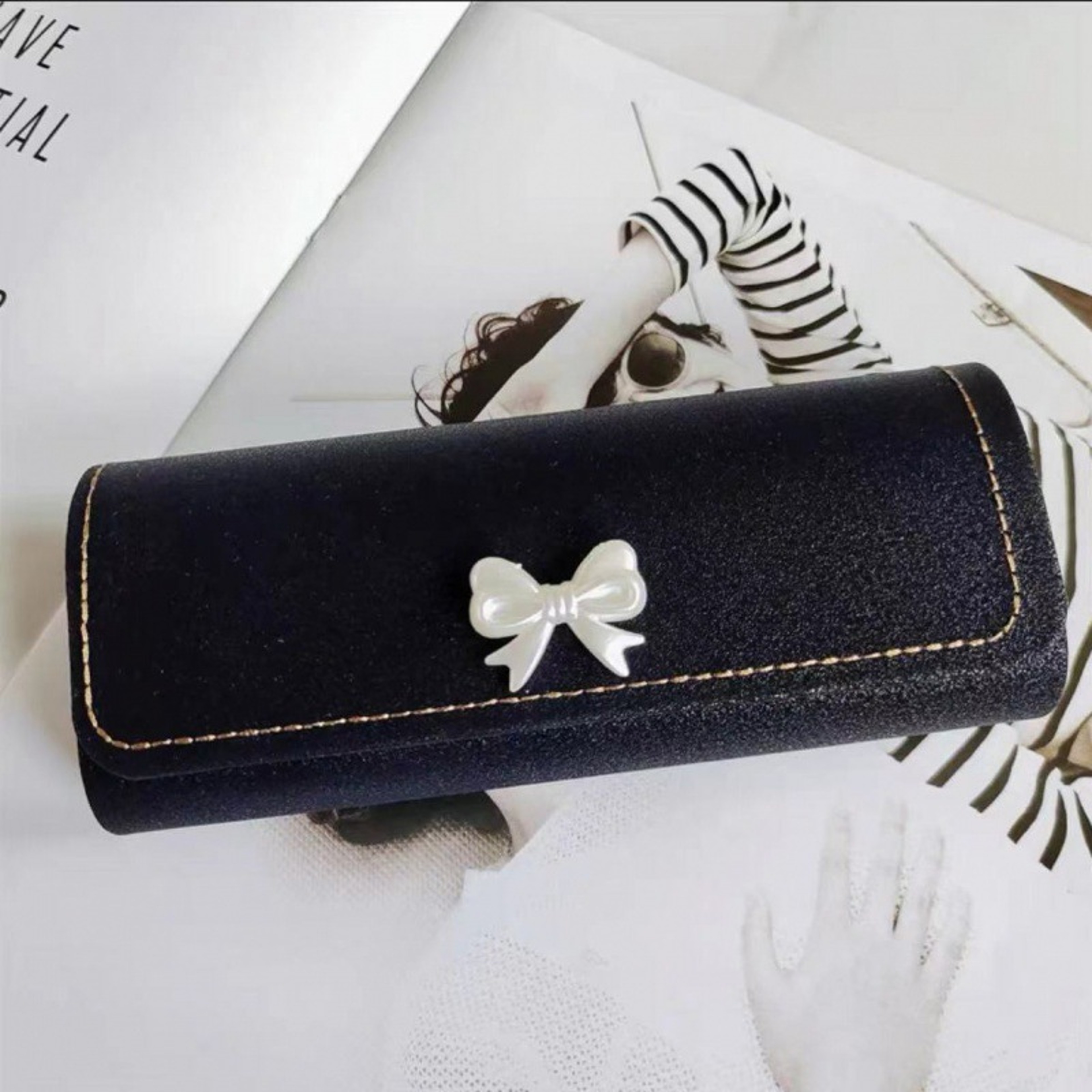 Cute Bow Myopia Glasses Case Fashionable Portable  Anti Drop Storage For Students 5