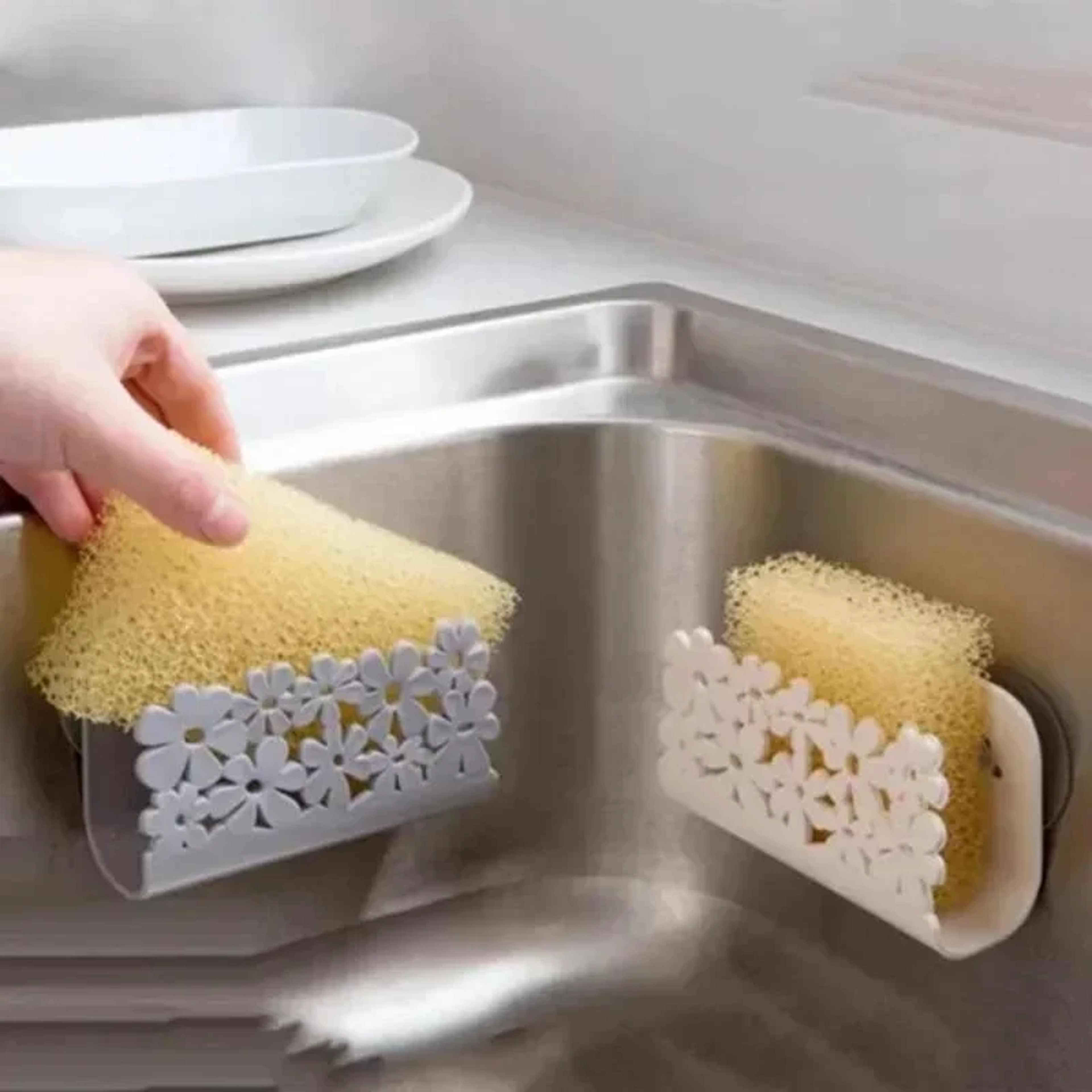Multi Use Kitchen Sponge Holder  Dish Cloth Rack Clip Organizer 4