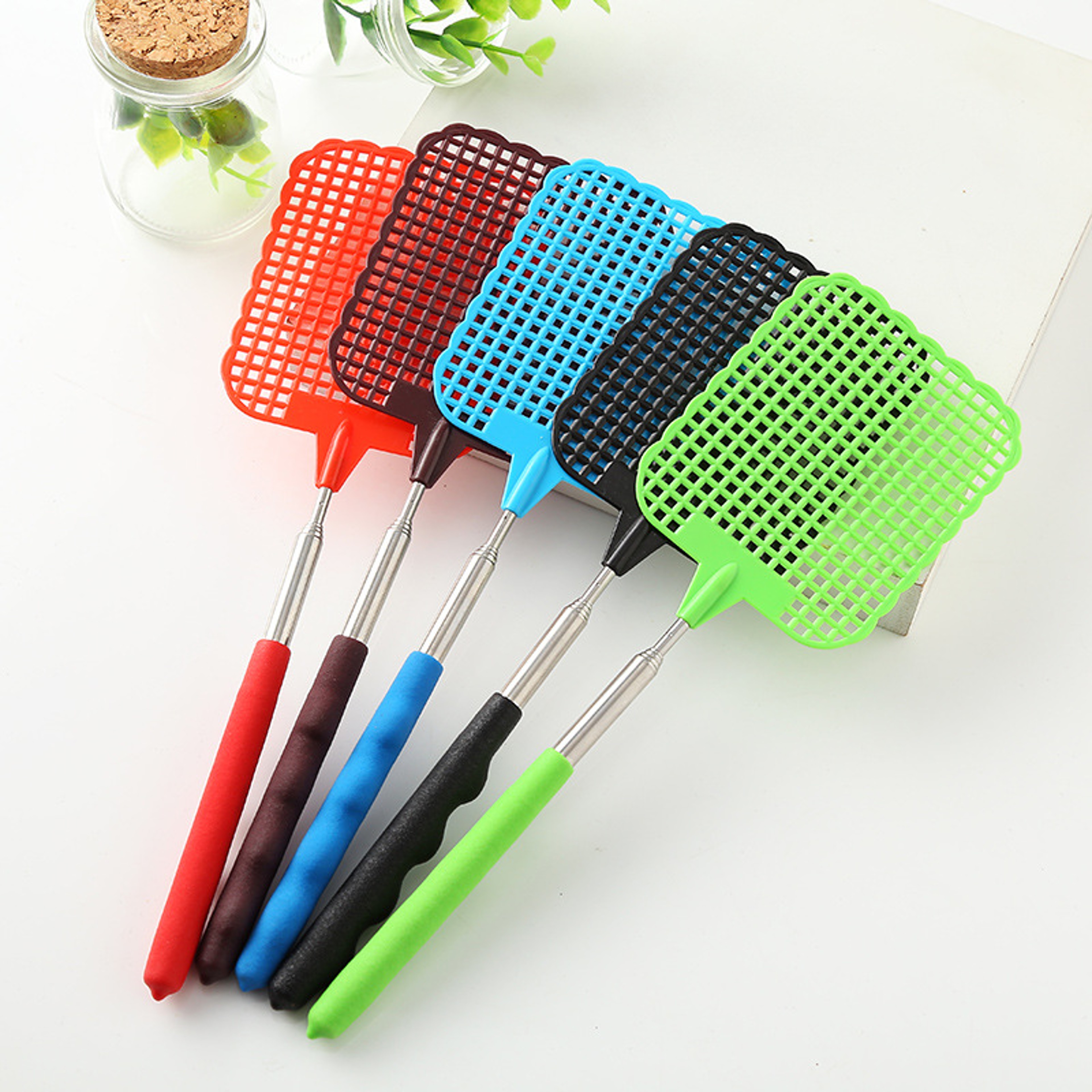 Adjustable Long Handle Plastic Fly Swatter For Home Durable Insect Killer Tool 0
