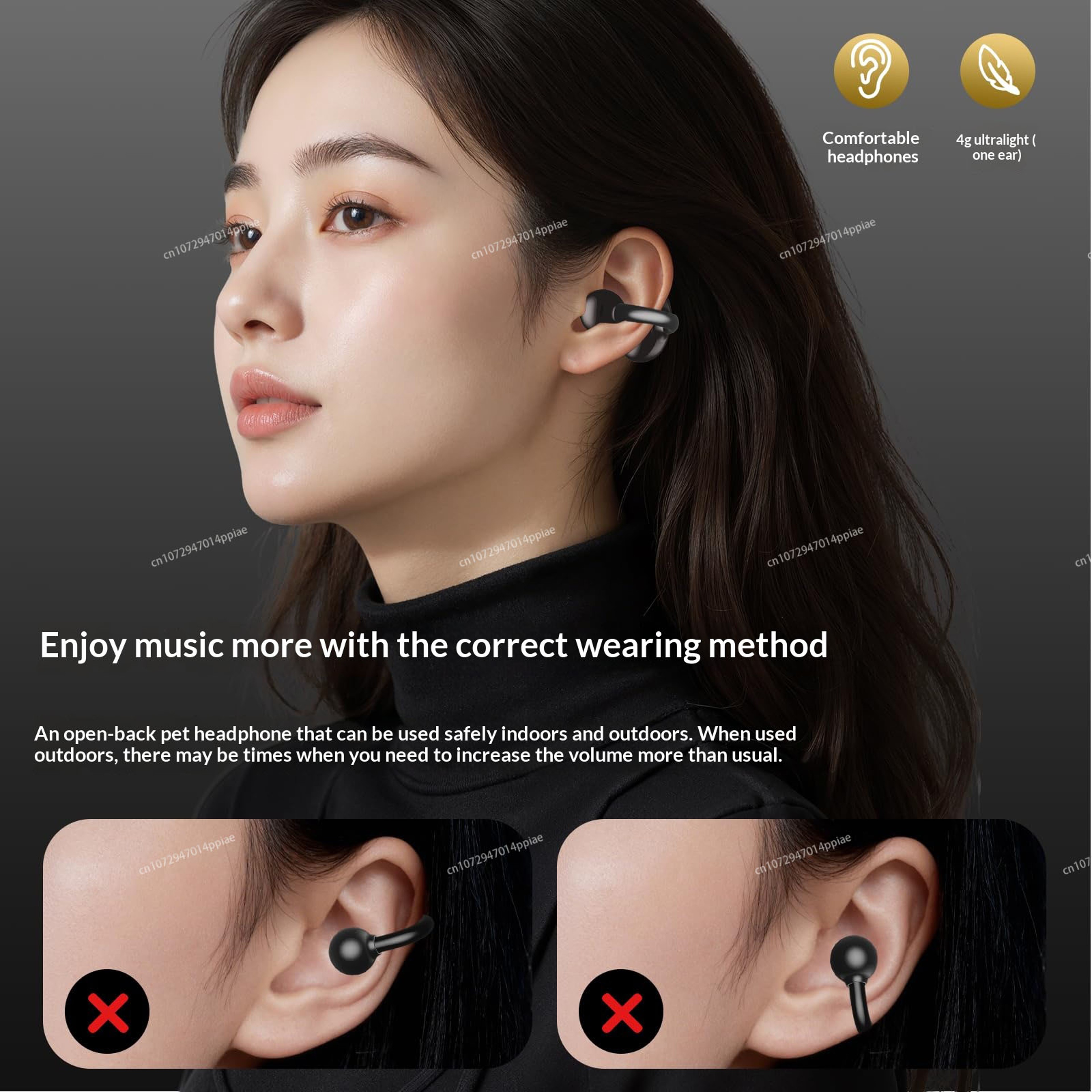 Premium Bluetooth Clip On Wireless Earphones With Mic Long Battery Life Sports Headphones 3