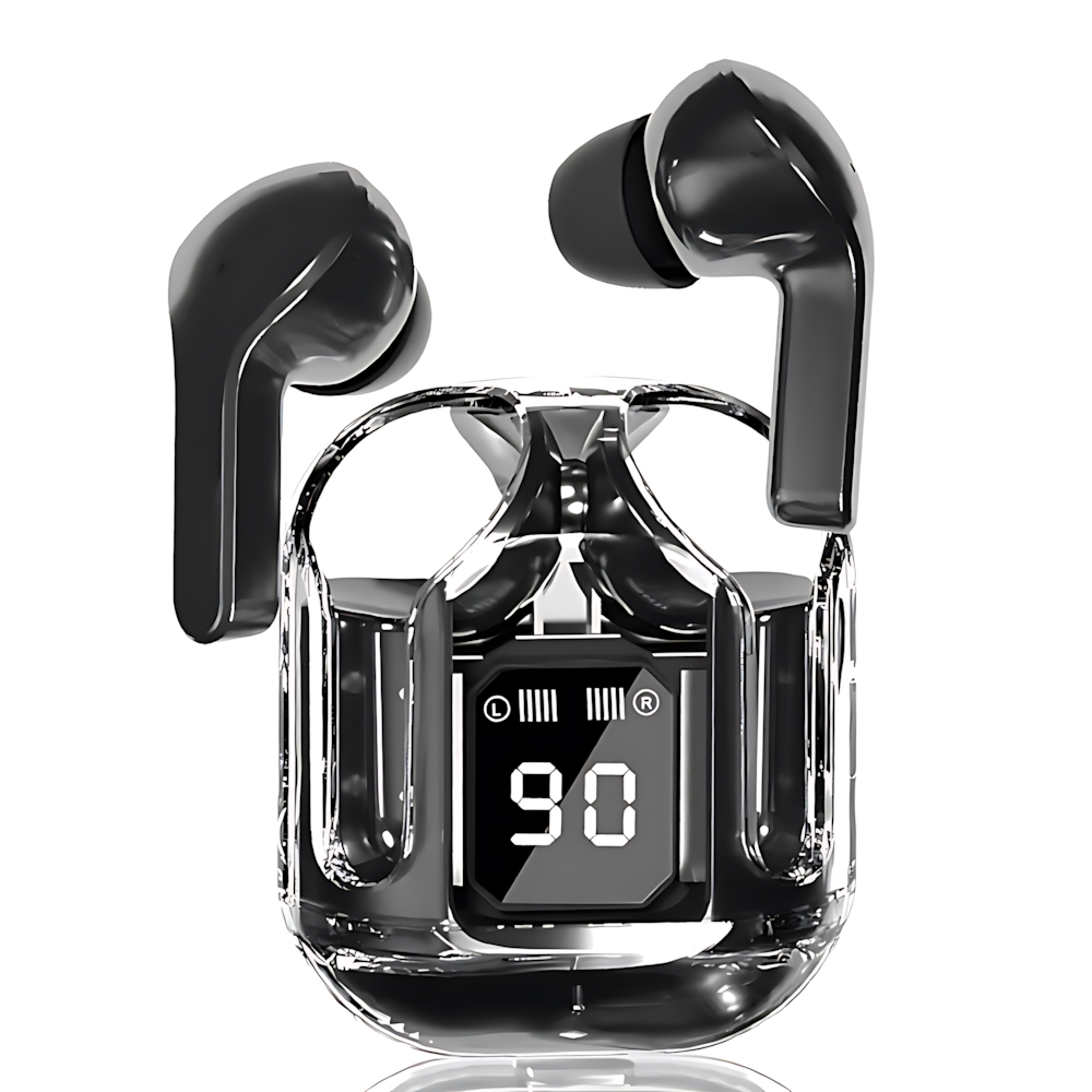True Wireless Bluetooth Earphones With LED Display  Stereo Sound Transparent Design TWS Headset For 9