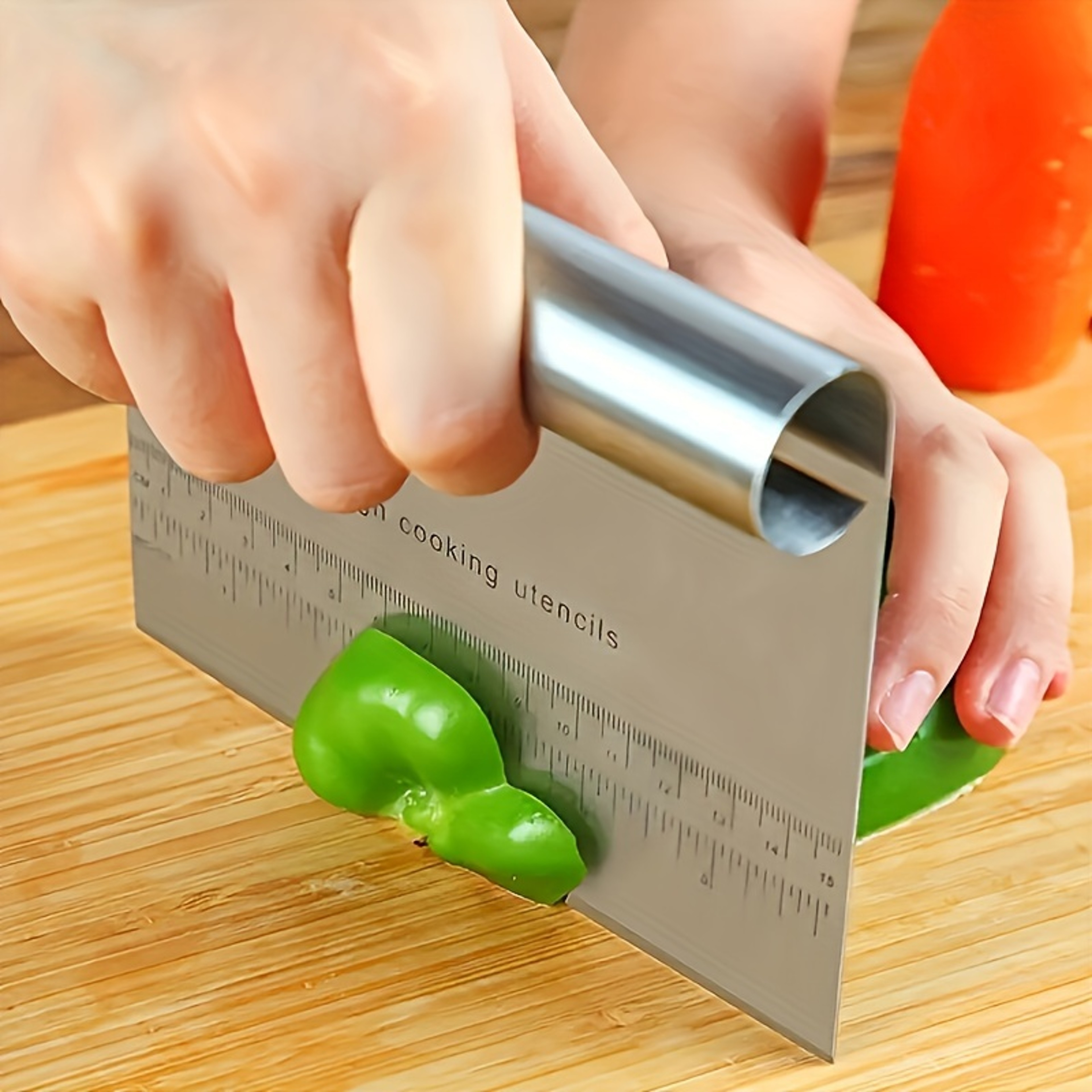 Professional Stainless Steel Bench Scraper with Measuring Scale Precision Dough Cutter & Pastry Scraper – view 1