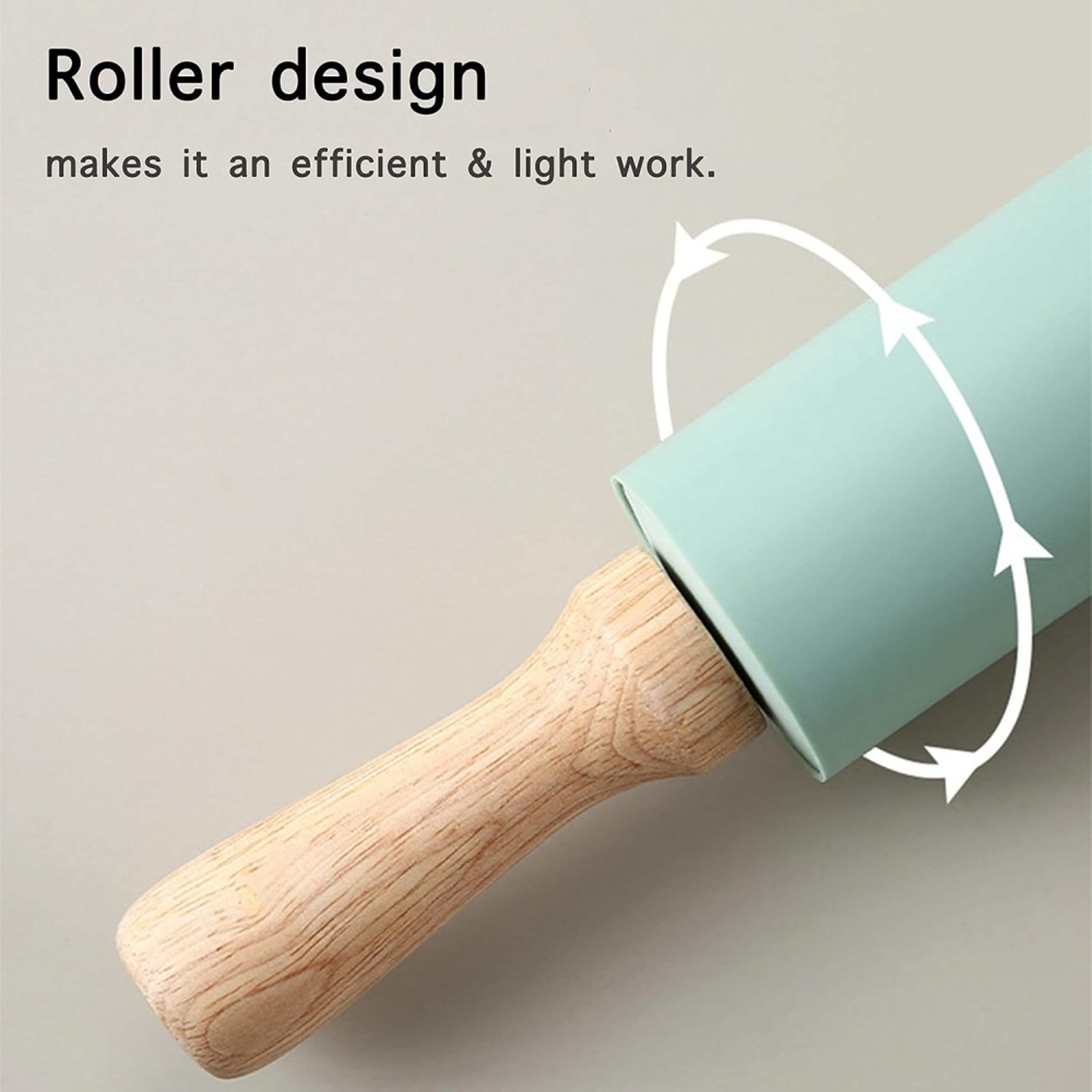 Non Stick Silicone Rolling Pin With Wooden Handle For Easy Baking  Rolling Dough 3