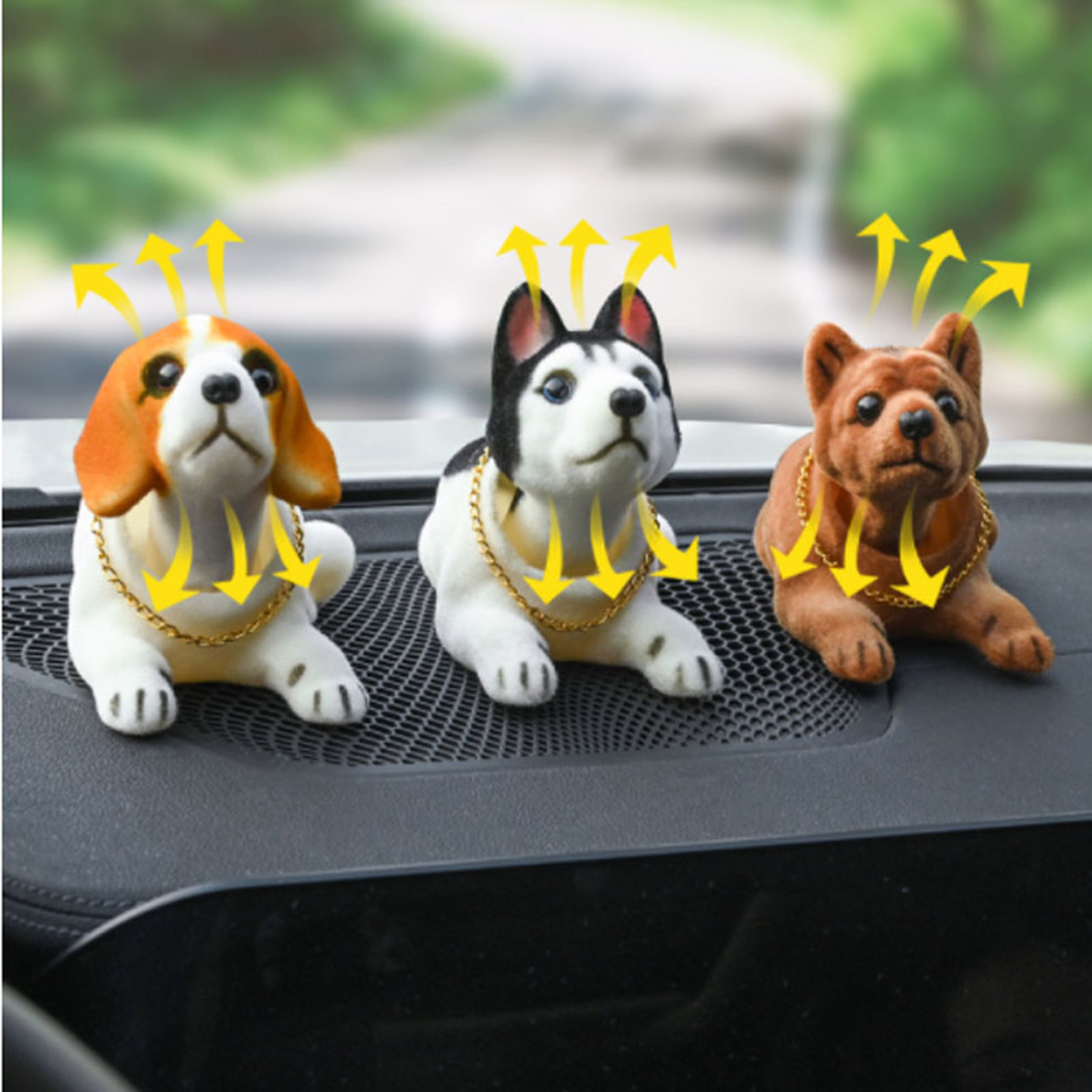 Shake Head Dog Ornament For Car Husky Beagle  St Bernard Car Dashboard Decoration 4