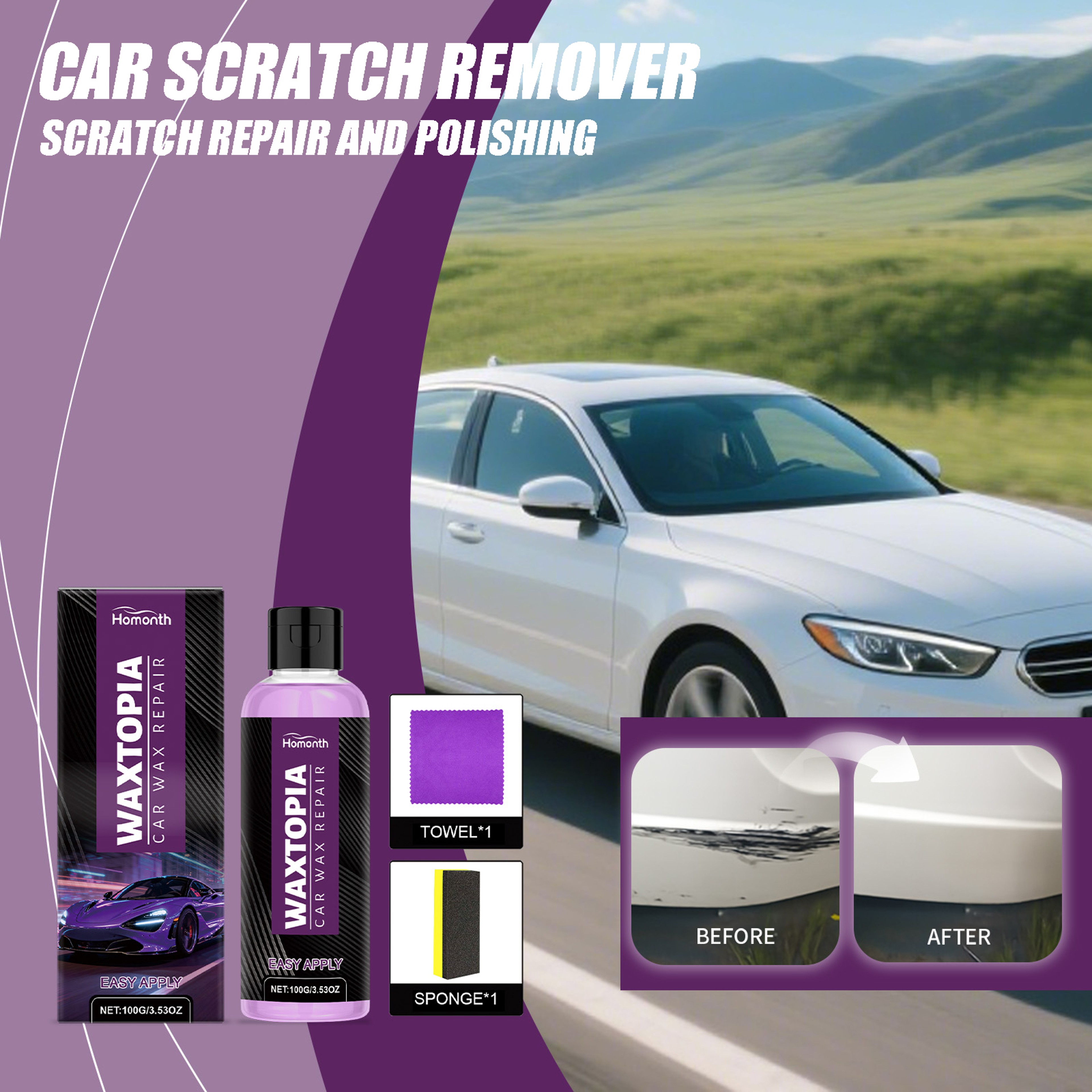 Car Scratch Remover Kit Restore Original Paint and Remove Scratches for a Brilliant Finish – view 1