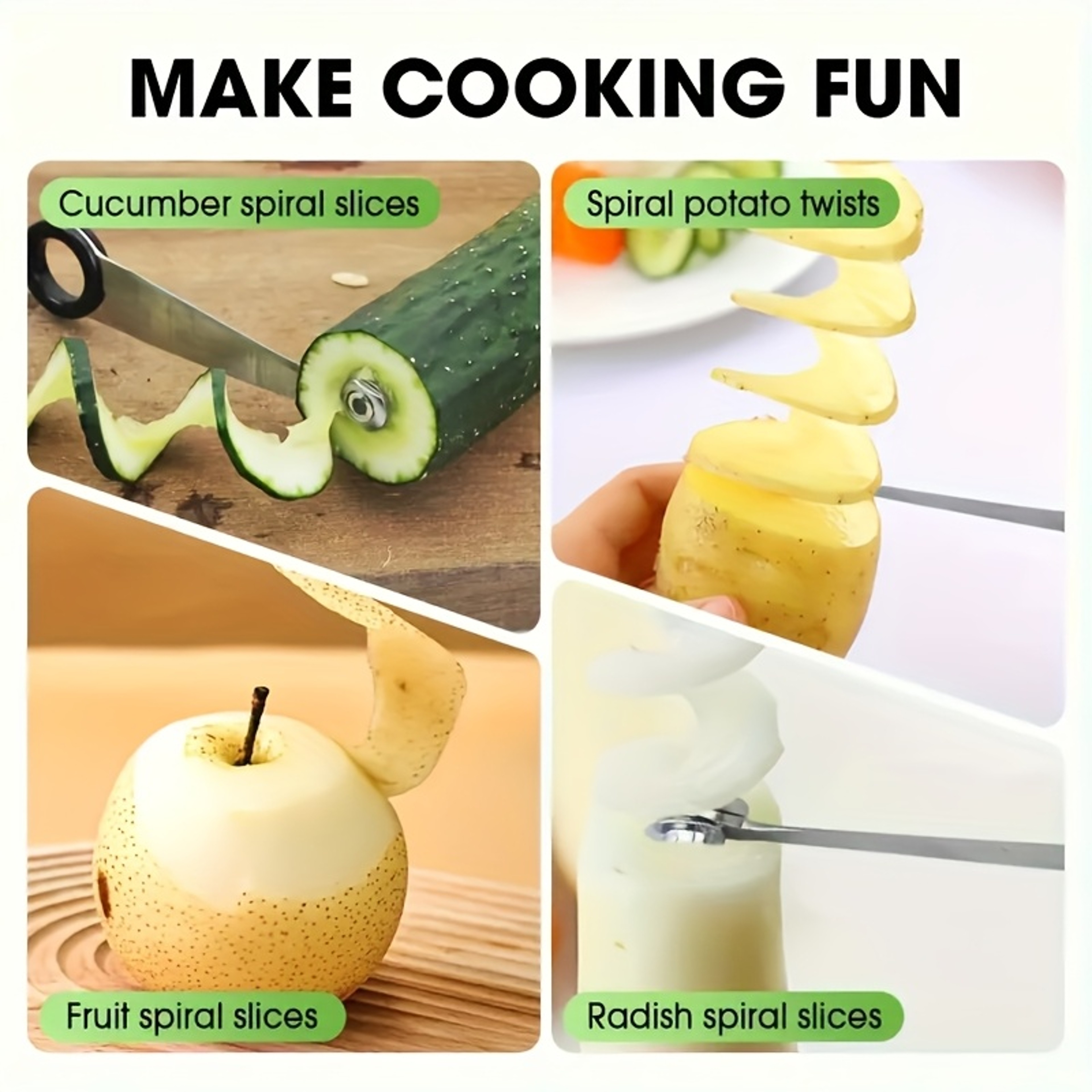 Stainless Steel Handheld Vegetable Spiral Cutter Perfect for Even Slicing of Potatoes Zucchini and More – view 4