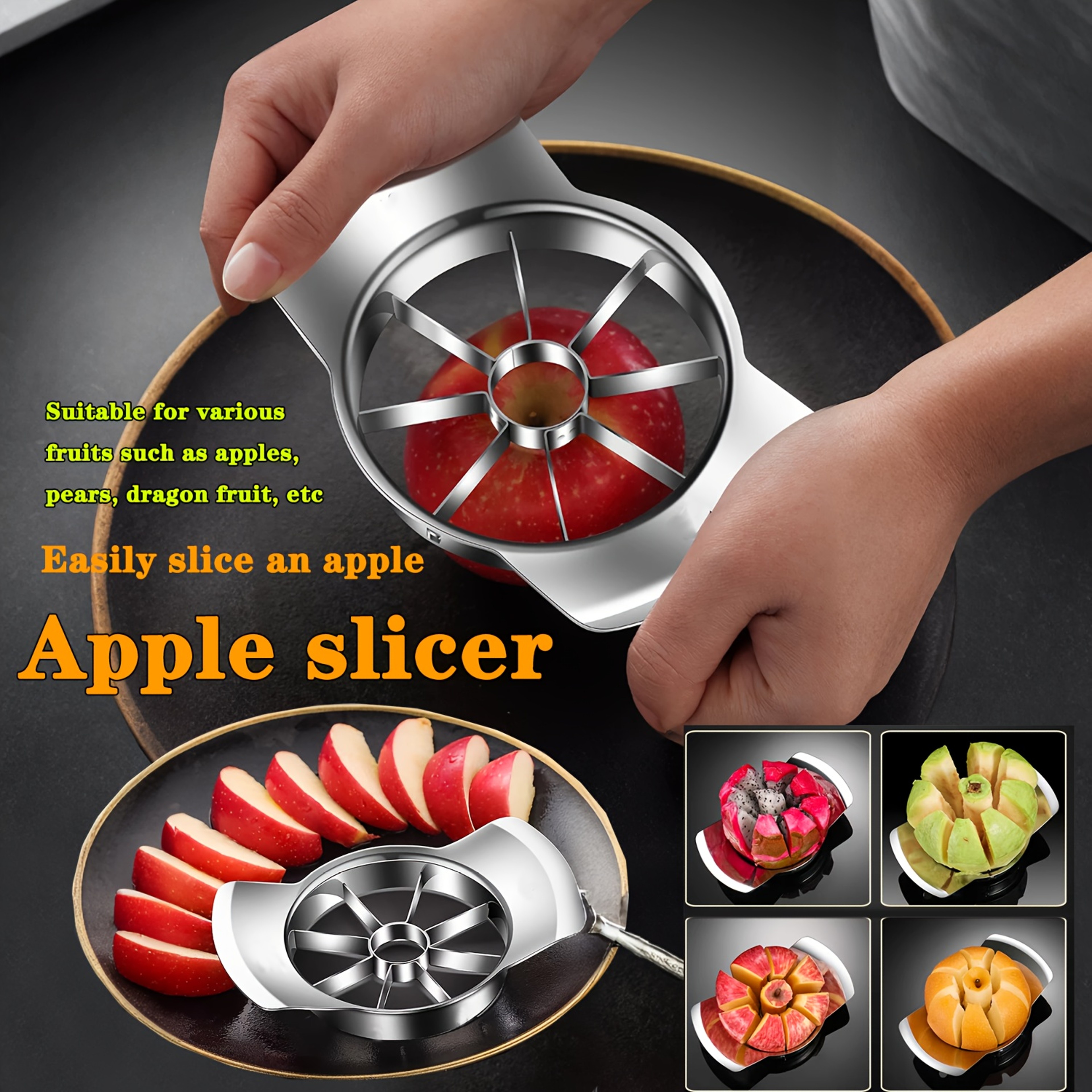 Stainless Steel Fruit Slicer  Peeler Set Easy To Use Kitchen Gadget For Apples Oranges  More 1