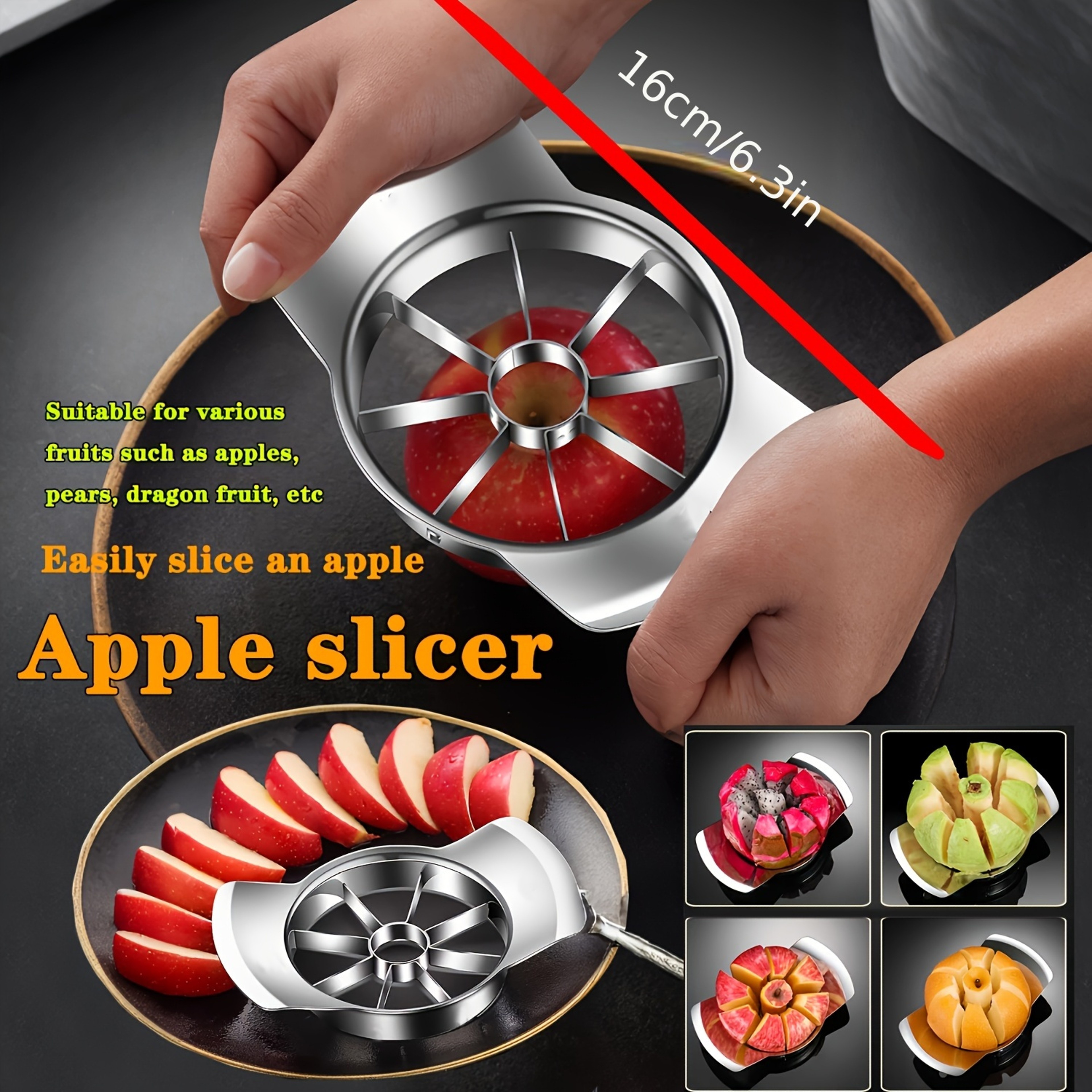 Stainless Steel Fruit Slicer  Peeler Set Easy To Use Kitchen Gadget For Apples Oranges  More 3