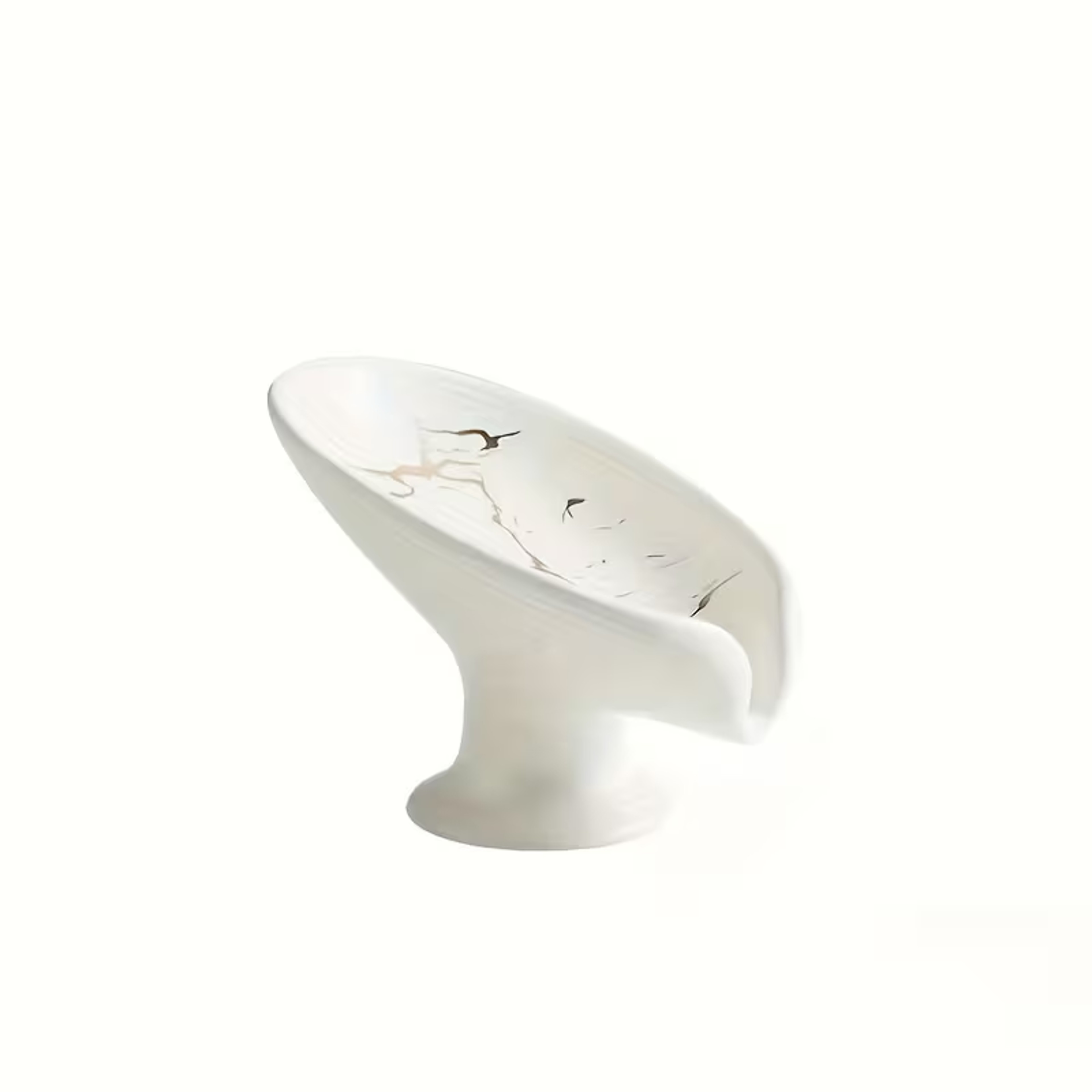 Leaf Shaped Ceramic Soap Holder Self Draining Soap Dish With Marble Finish 3