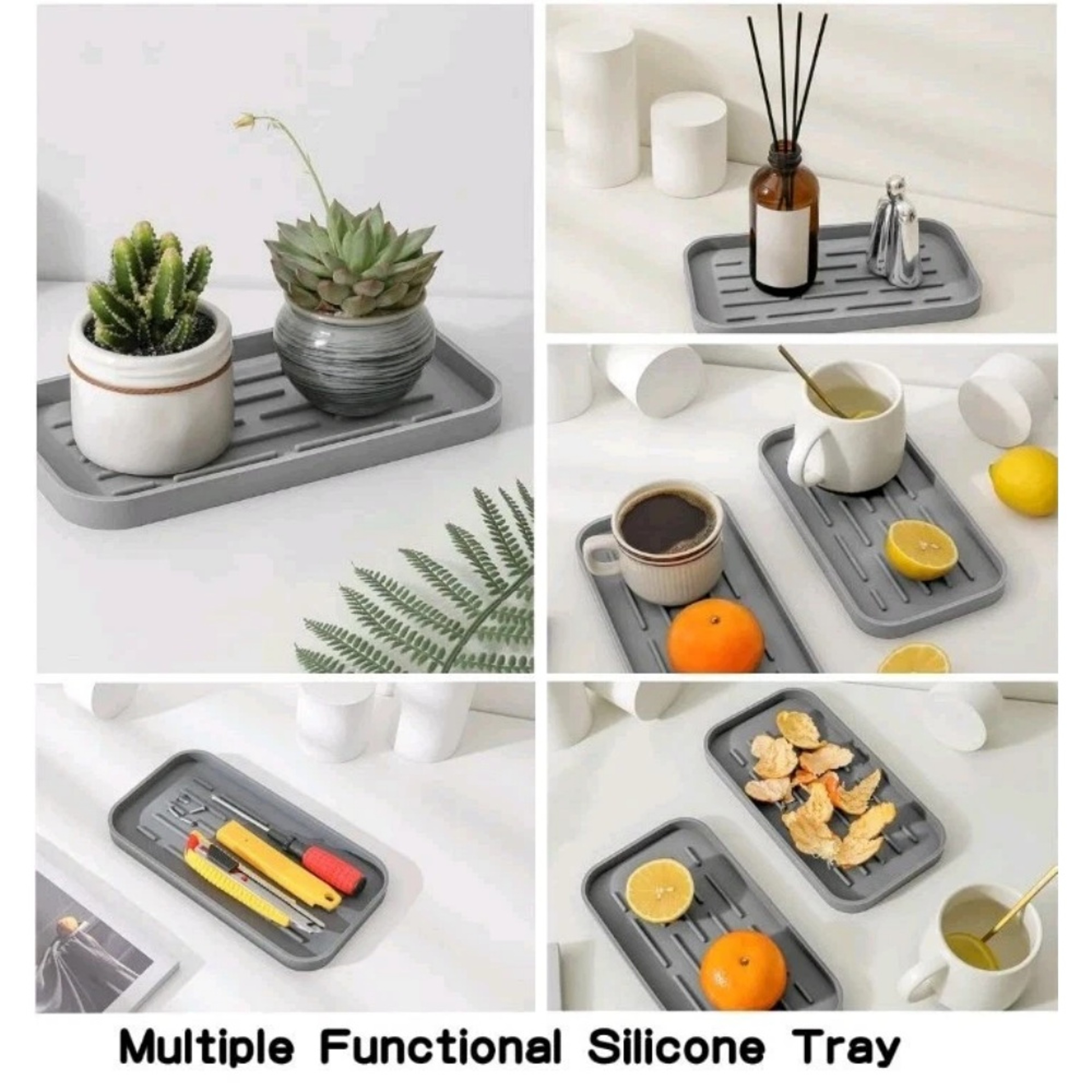 Silicone Drain Tray Sink Organizer for Kitchen and Bathroom Countertop Storage – view 6