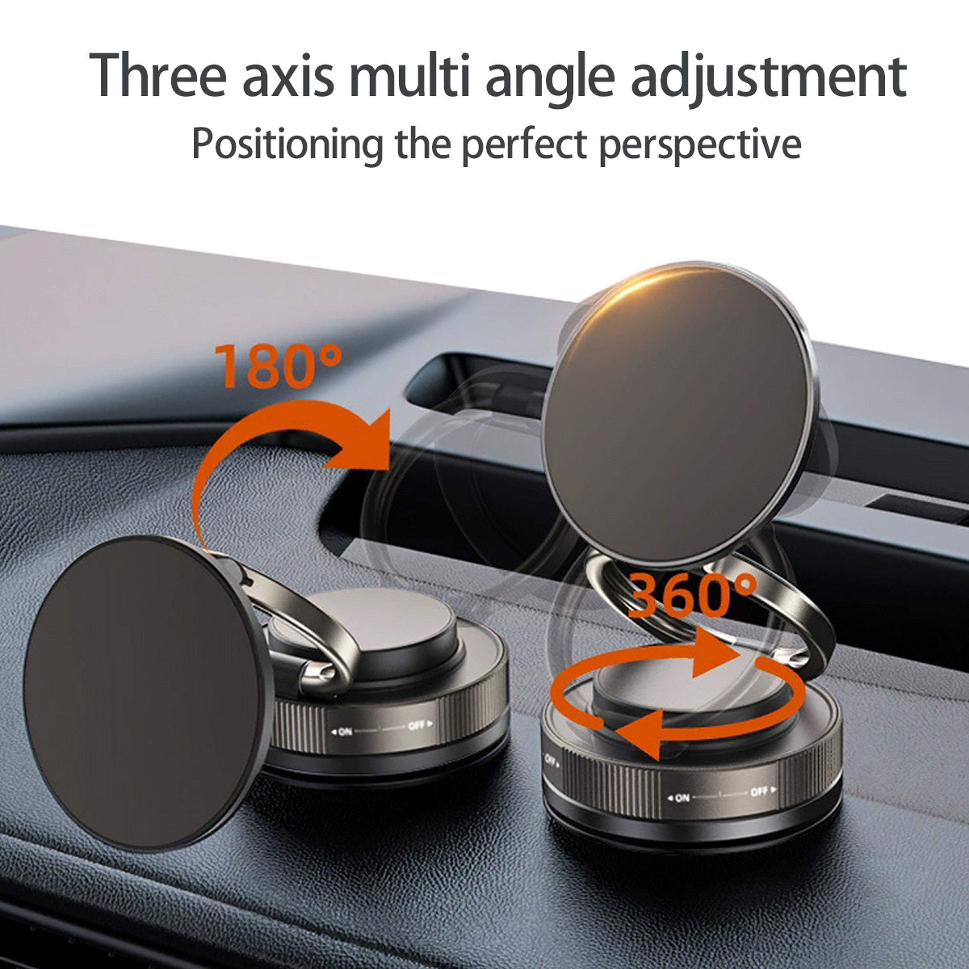 Magnetic Phone Holder for Car Adjustable Suction Cup Stand Rotation Easy Mounting for All Phones – view 3