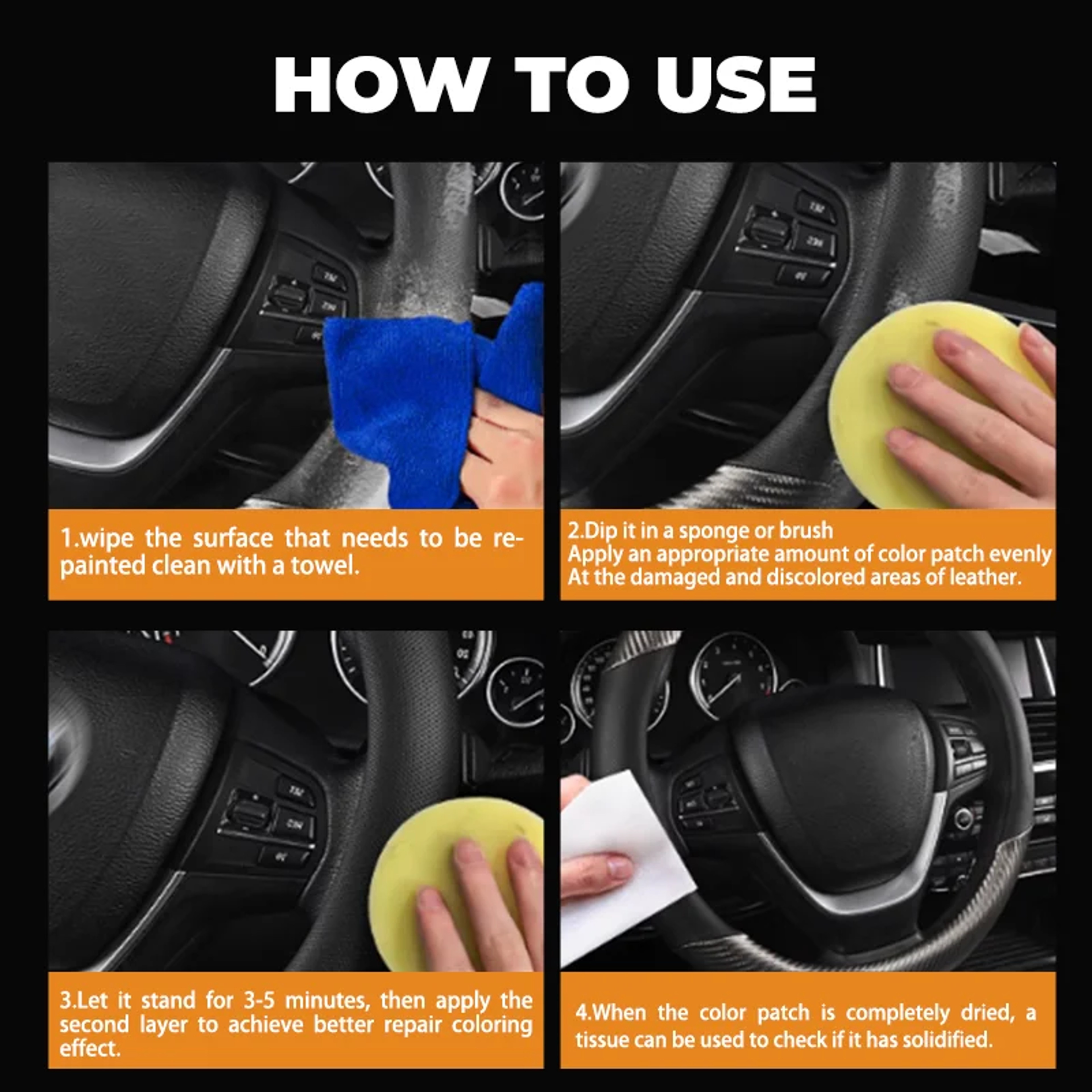 Imitation Leather Repair Paste for Car Seats and Steering Wheels Restore Faded or Damaged Leather – view 3