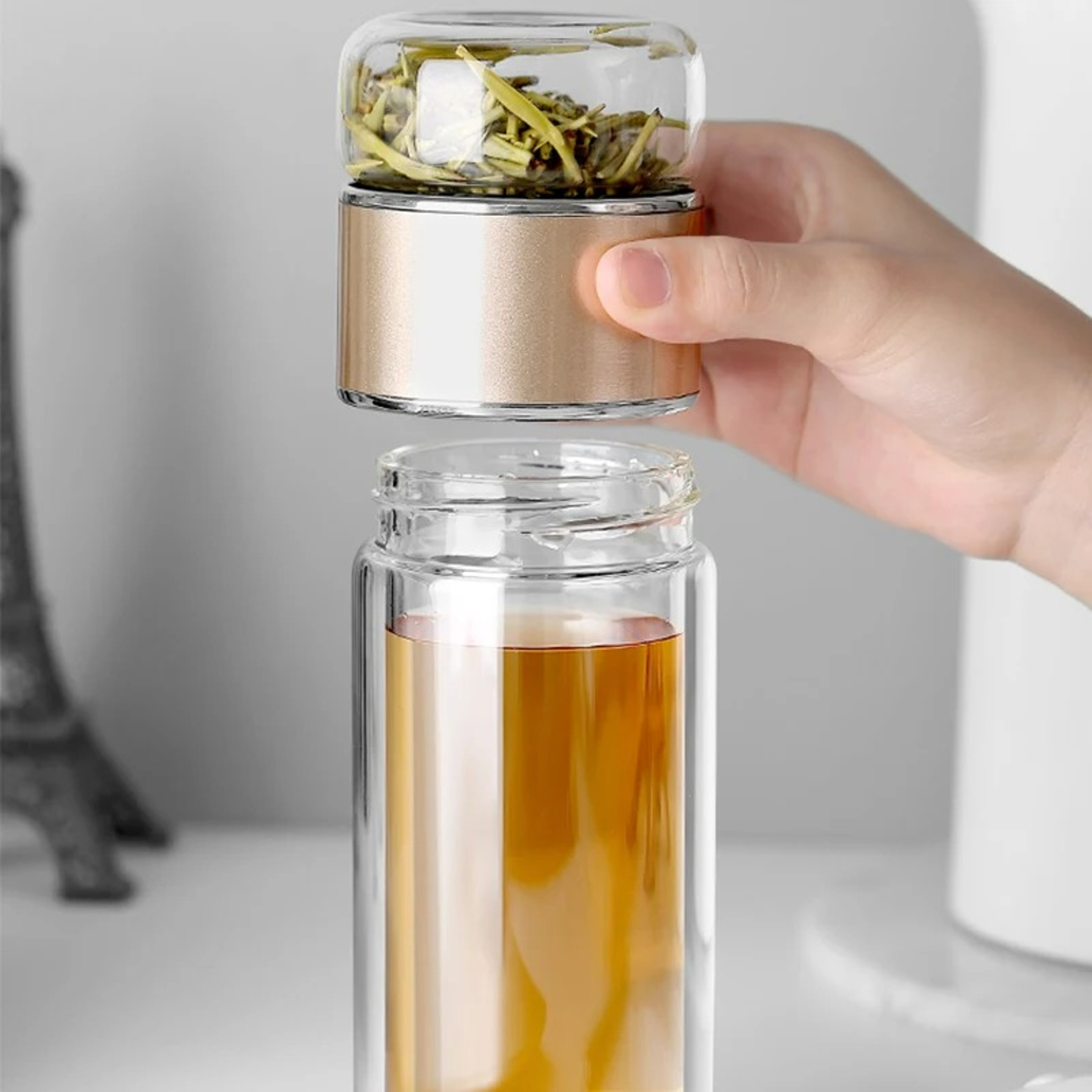 High Borosilicate Glass Tea Water Bottle with Infuser & Tea Filter Double Layer Insulated Drinkware – view 4
