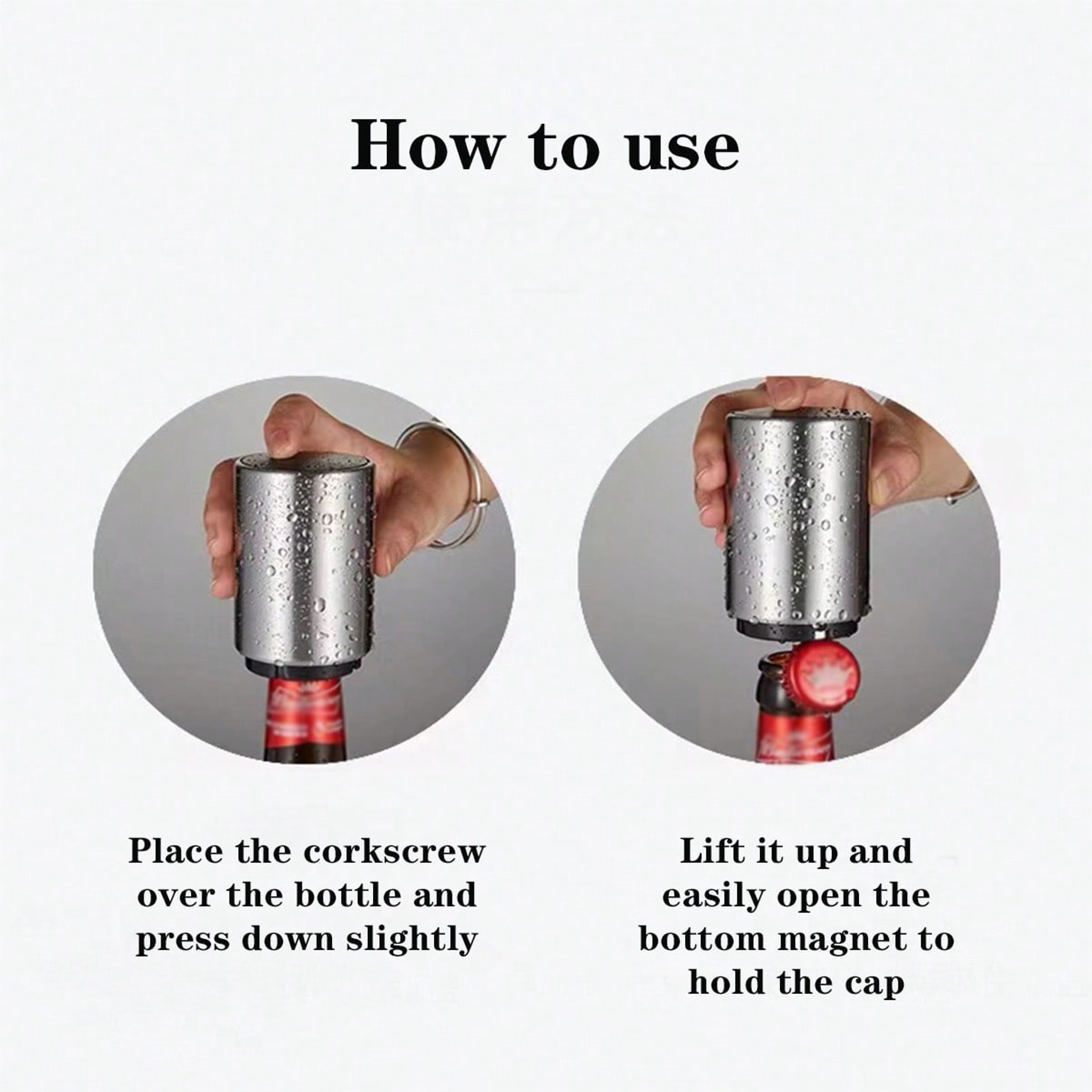 Automatic Stainless Steel Fingerprint Free Beer Bottle Opener Pressure Activated Effortless Bottle Cap Opening Tool – view 5