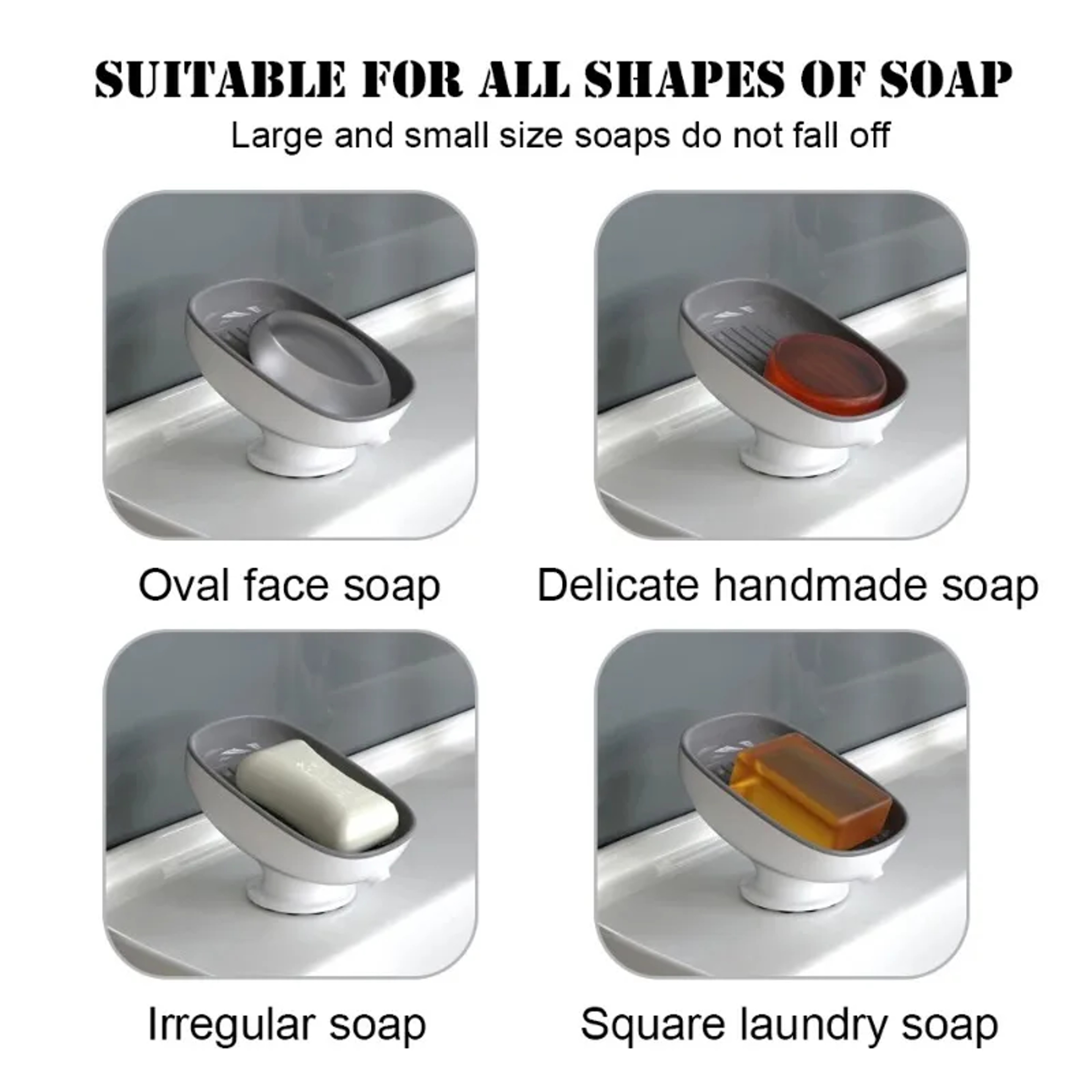 Self Draining Soap Dish With Super Suction Portable Soap Holder For Bathroom 3
