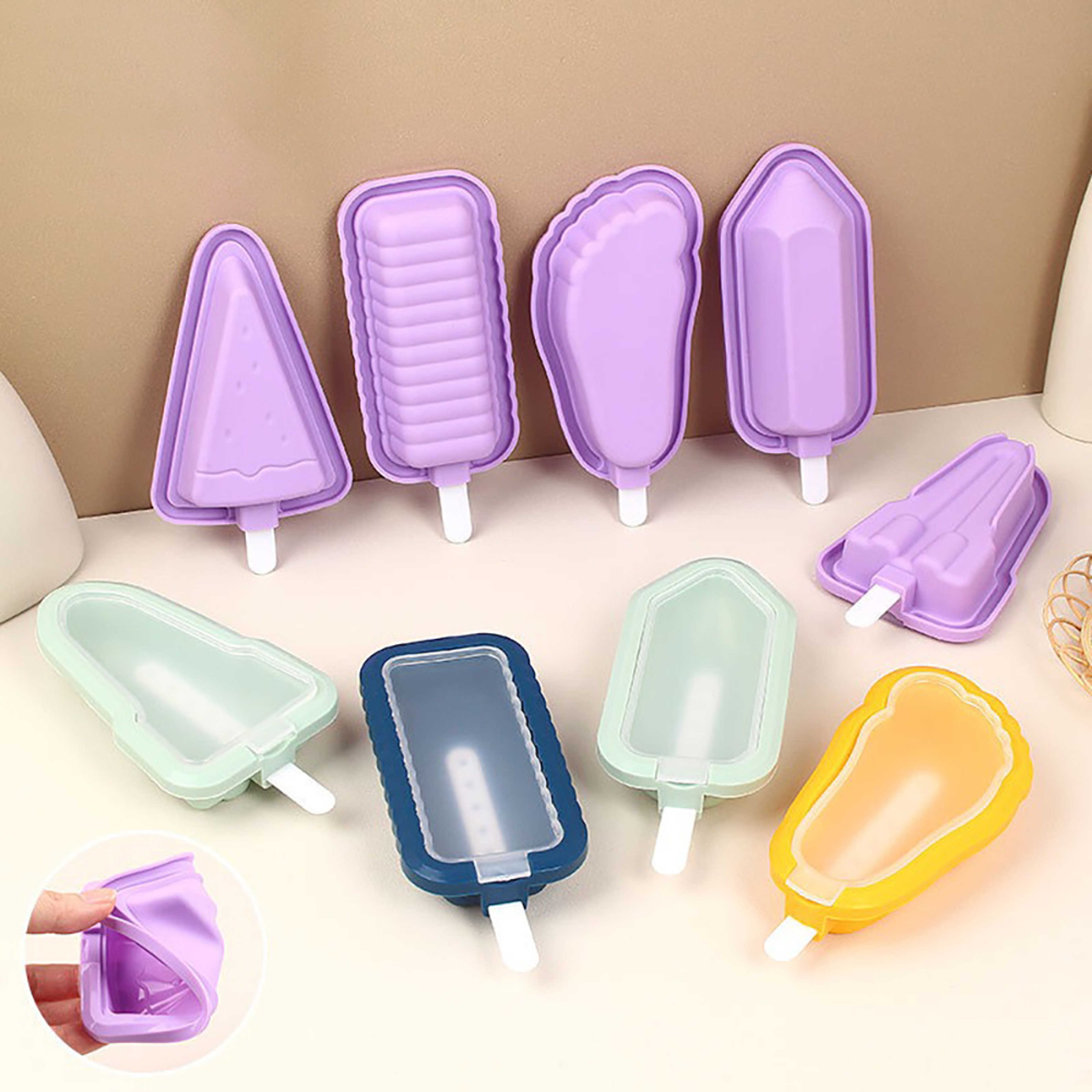 Silicone Popsicle Mold Set Multi-Shape Ice Cream Maker for Homemade Frozen Treats – view 1